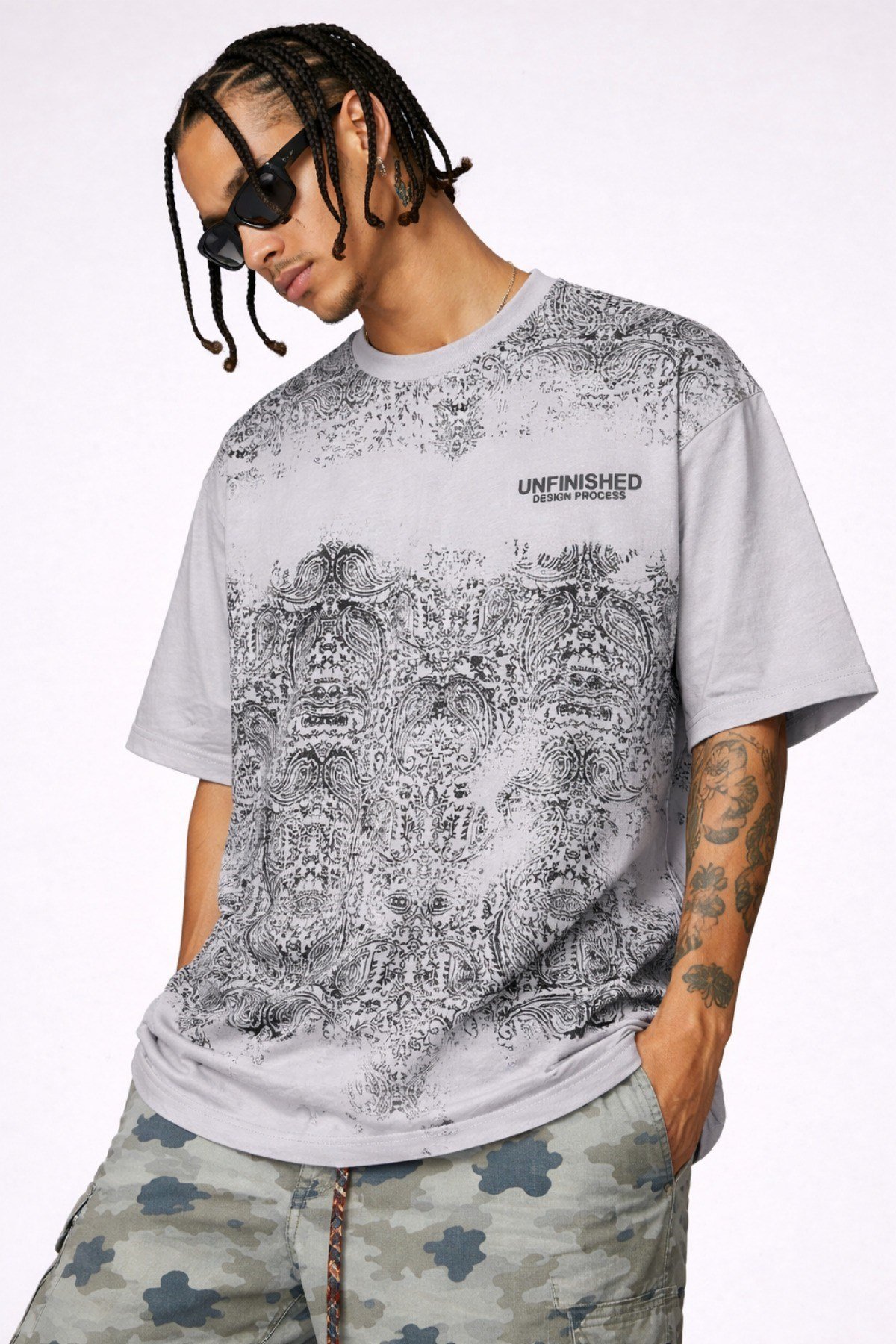 Tarz CoolT-shirtTZR-OVR-1390-HK-SErkek Oversize Tişört Never Stop Trying Baskılı Salaş Kalıp