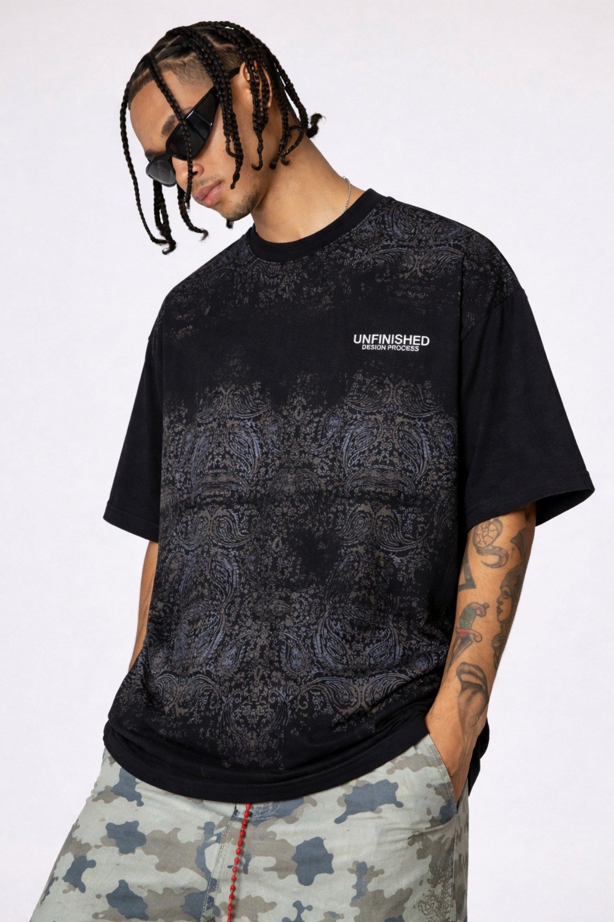 Tarz CoolT-shirtTZR-OVR-1390-HK-SErkek Oversize Tişört Never Stop Trying Baskılı Salaş Kalıp