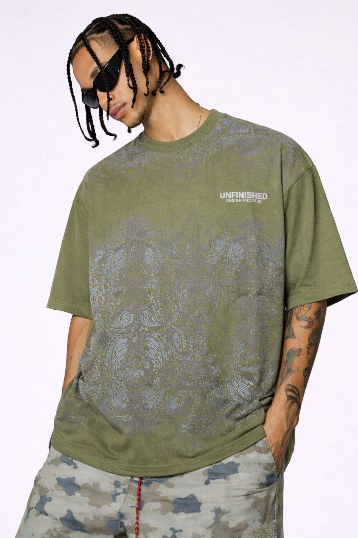 Tarz CoolT-shirtTZR-OVR-1390-HK-SErkek Oversize Tişört Never Stop Trying Baskılı Salaş Kalıp
