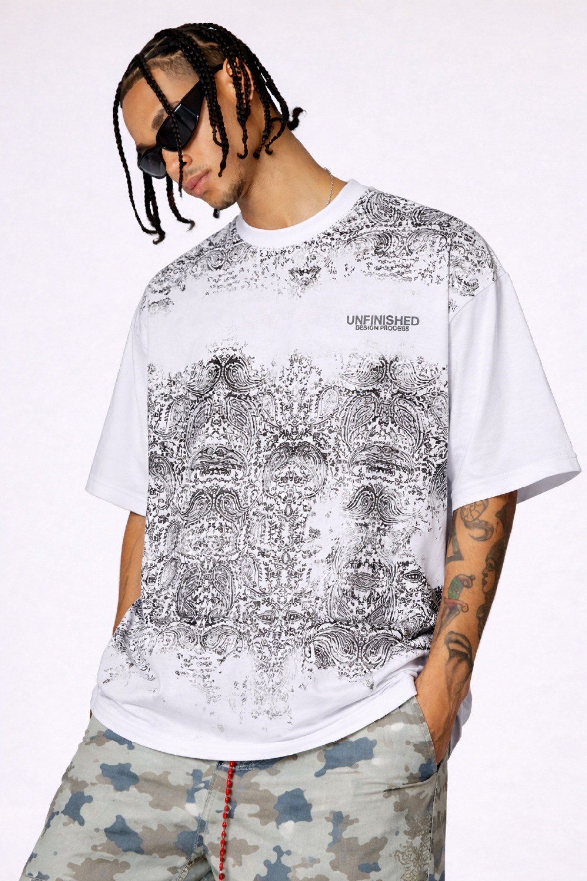 Tarz CoolT-shirtTZR-OVR-1390-HK-SErkek Oversize Tişört Never Stop Trying Baskılı Salaş Kalıp
