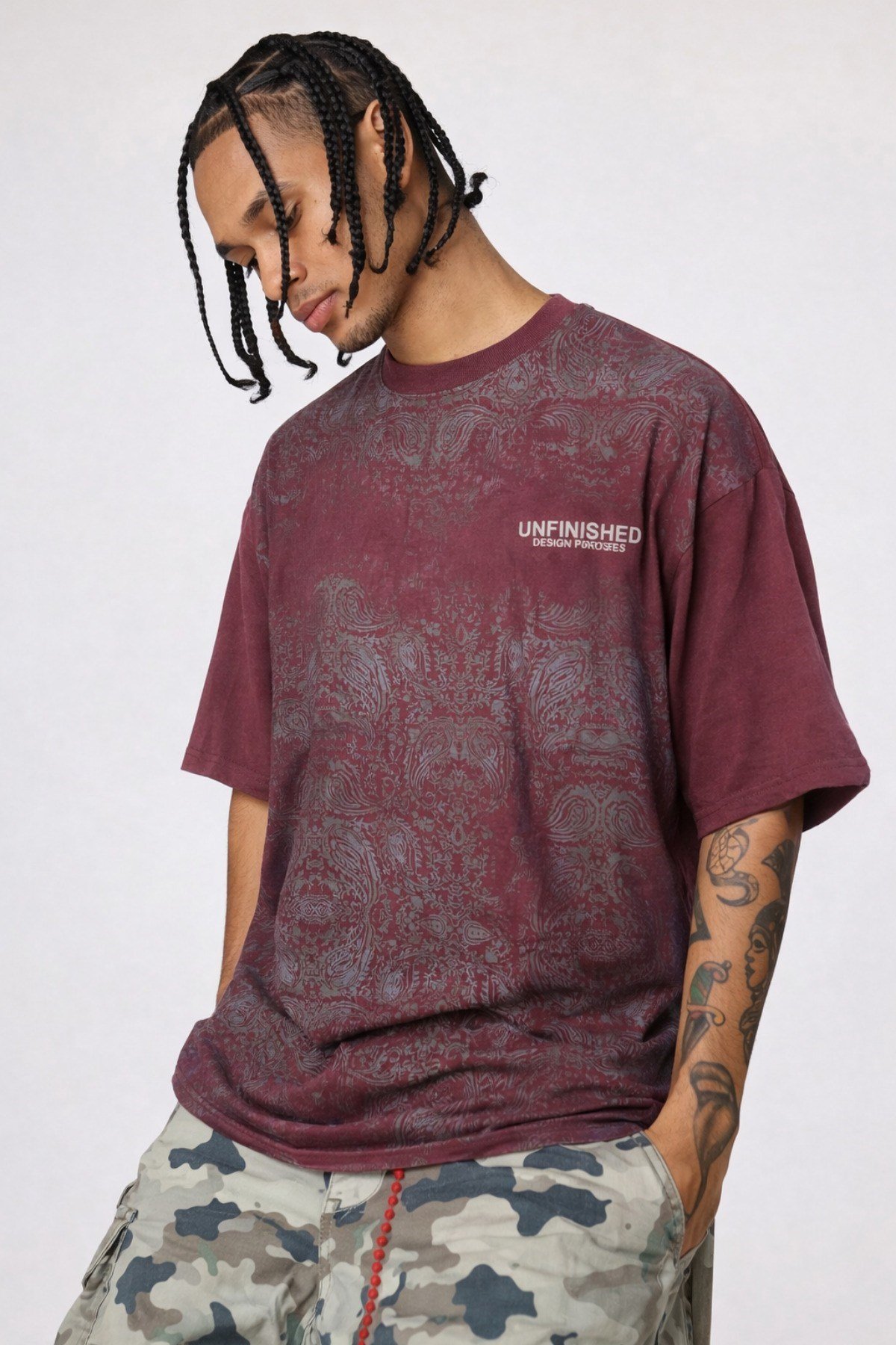 Tarz CoolT-shirtTZR-OVR-1390-HK-SErkek Oversize Tişört Never Stop Trying Baskılı Salaş Kalıp