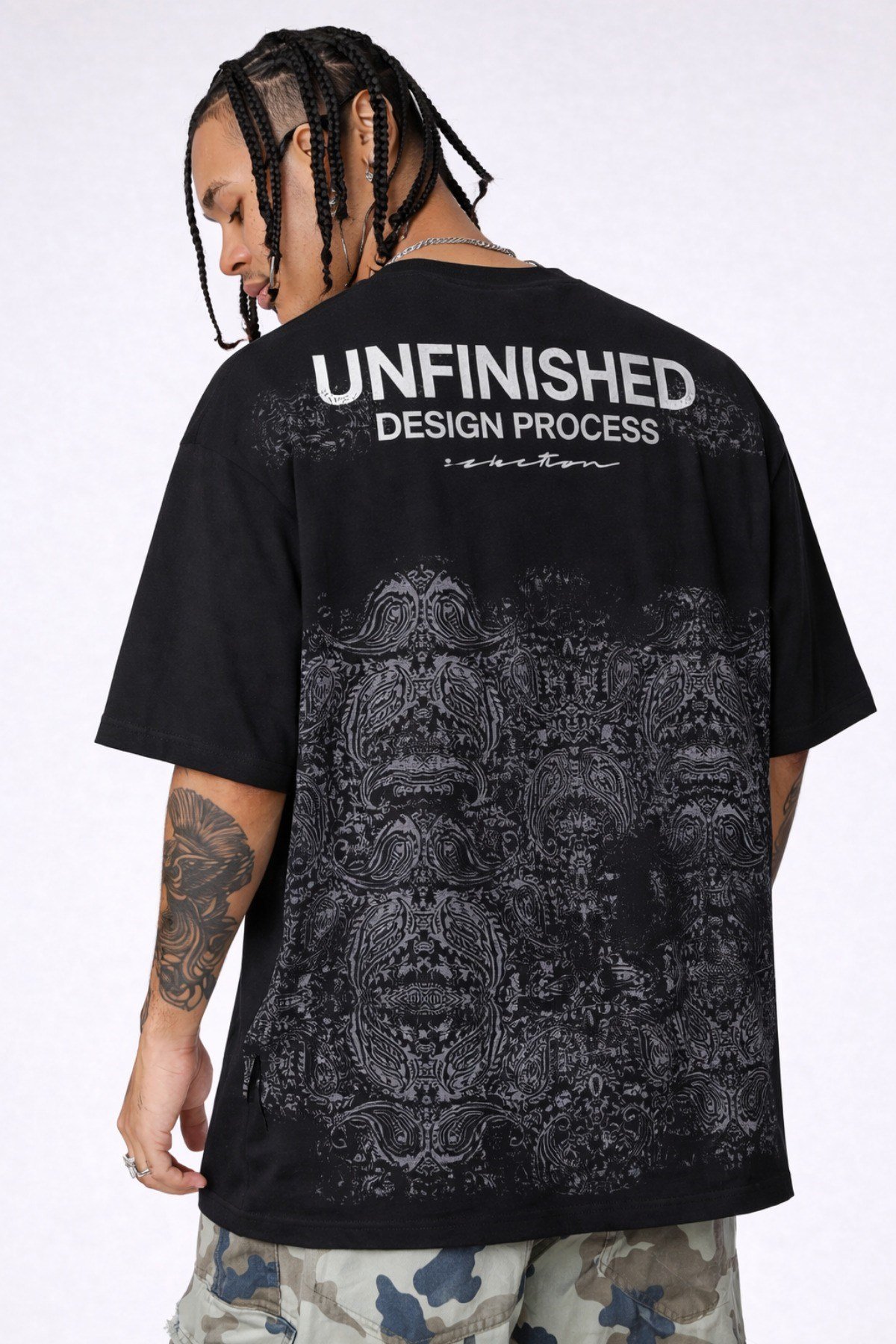 Tarz CoolT-shirtTZR-OVR-1390-HK-SErkek Oversize Tişört Never Stop Trying Baskılı Salaş Kalıp