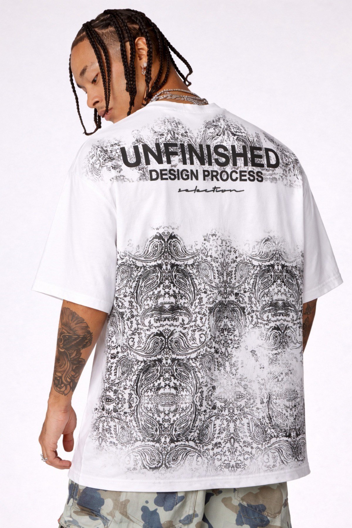 Tarz CoolT-shirtTZR-OVR-1390-HK-SErkek Oversize Tişört Never Stop Trying Baskılı Salaş Kalıp