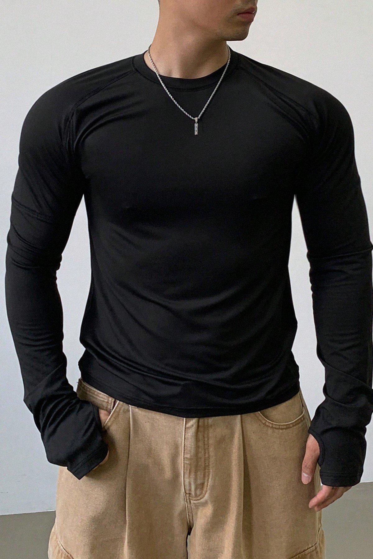Tarz CoolT-shirtUZNKLETST025R01Erkek Uzun Kollu Basic T-shirt
