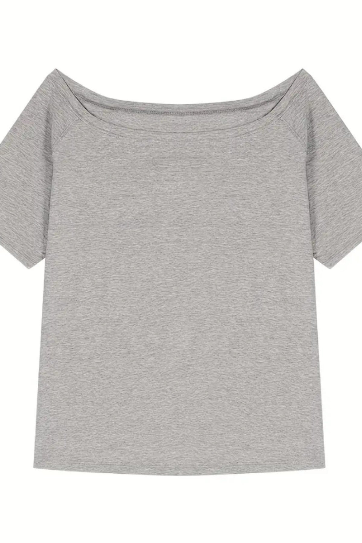 Tarz CoolT-shirtYKDNTST025R734Kadın Düşük Omuz Kayık Yaka Oversize T-Shirt