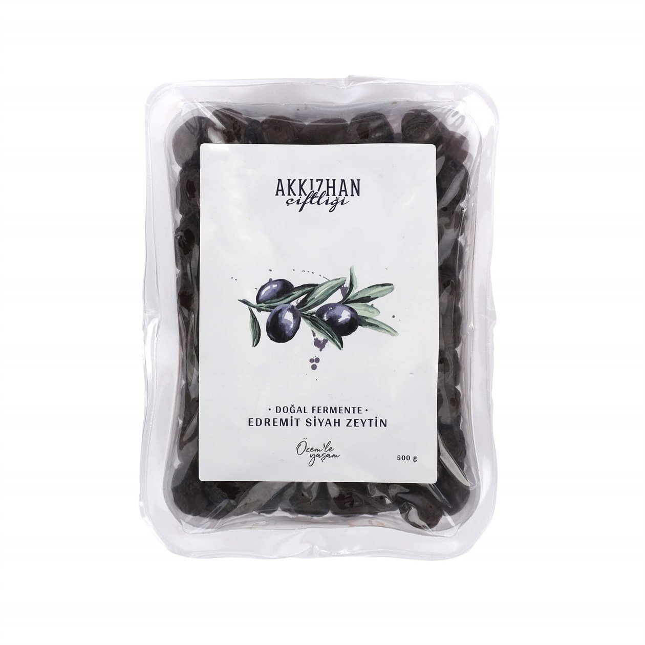 Akkızhan Çiftliği Edremit Siyah Zeytin 500 gr görseli.