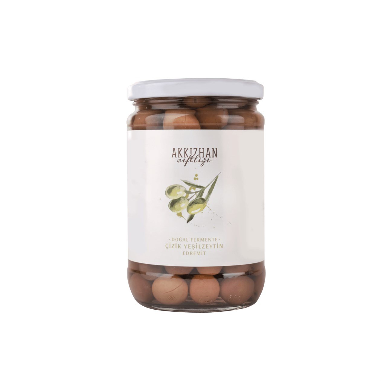 Akkızhan Çiftliği Edremit Yeşil Çizik Zeytin 500 gr görseli.