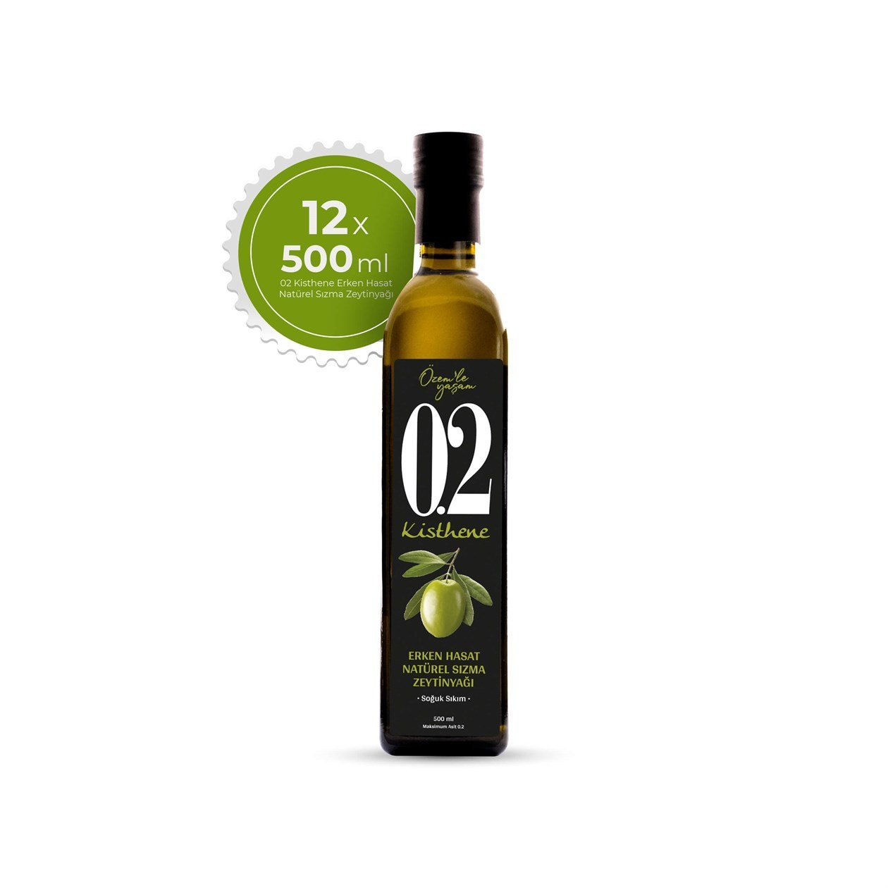 Kisthene 02 Erken Hasat Natürel Sızma Zeytinyağı 12*500 ml görseli.