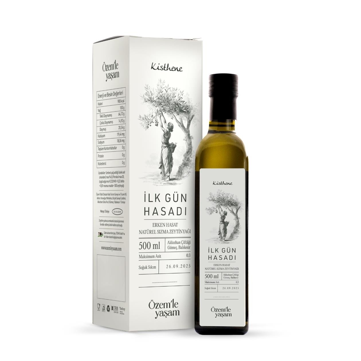 Kisthene İlk Gün Erken Hasat Natürel Sızma Zeytinyağı 500 ml görseli.