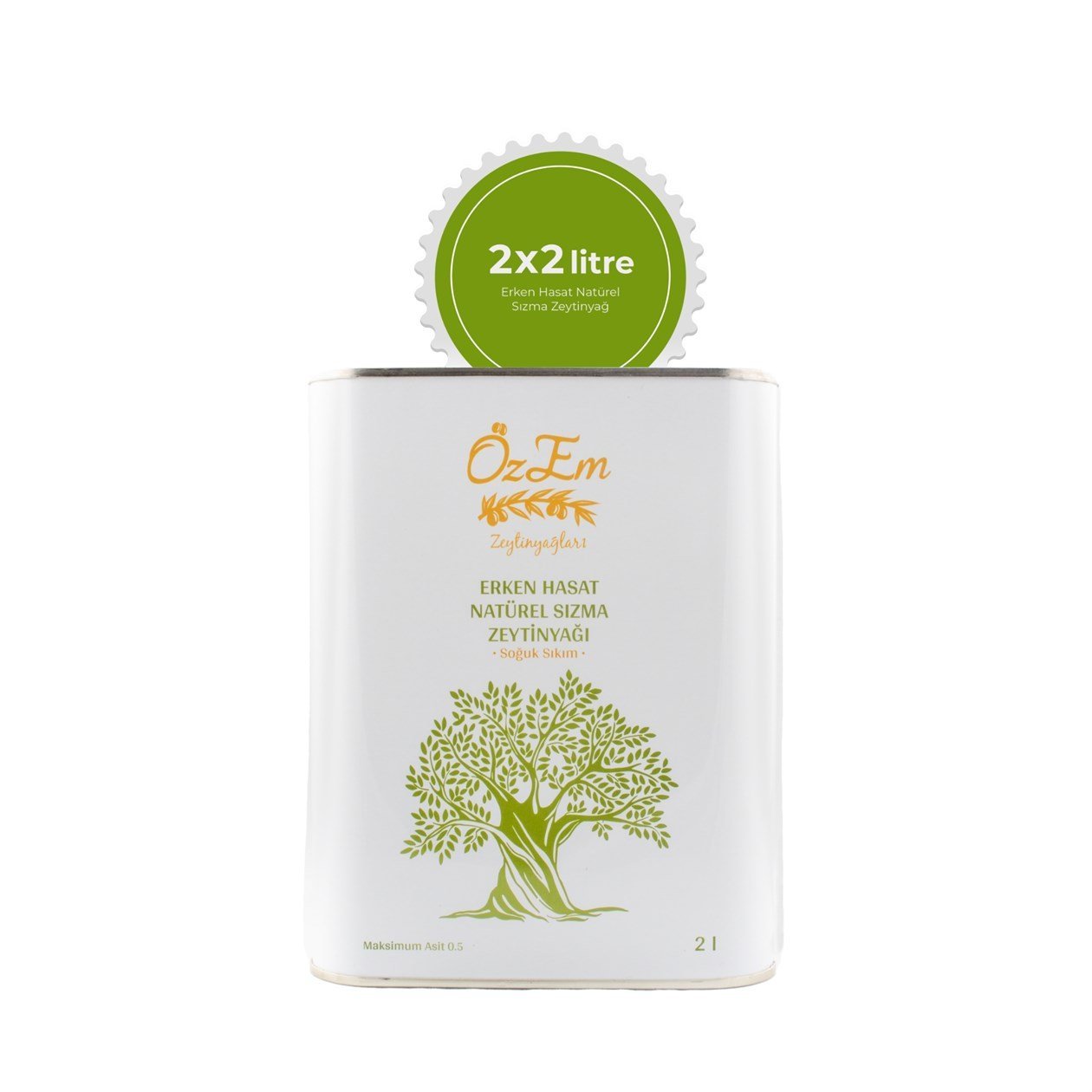 Özem Erken Hasat Natürel Sızma Zeytinyağı 2*2 litre görseli.