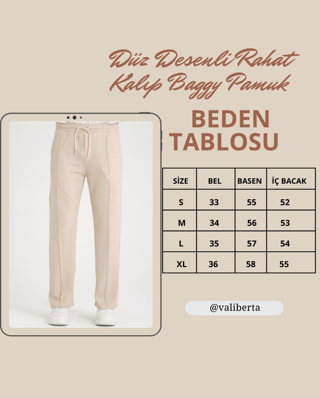 Düz Desenli Rahat Kalıp Beli Lastikli Baggy Pantolon - Siyah