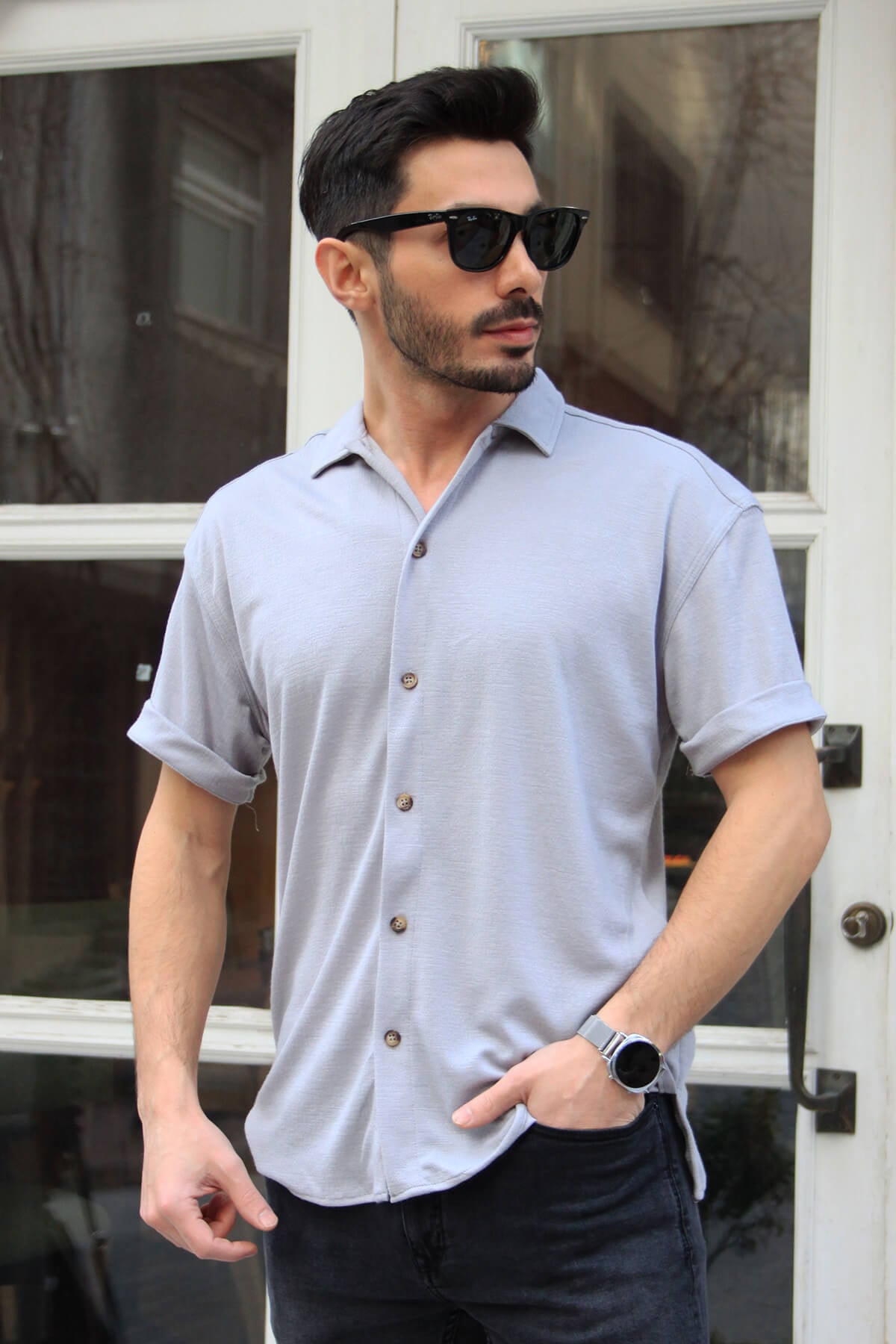 Kısa Kollu Oversize Gömlek