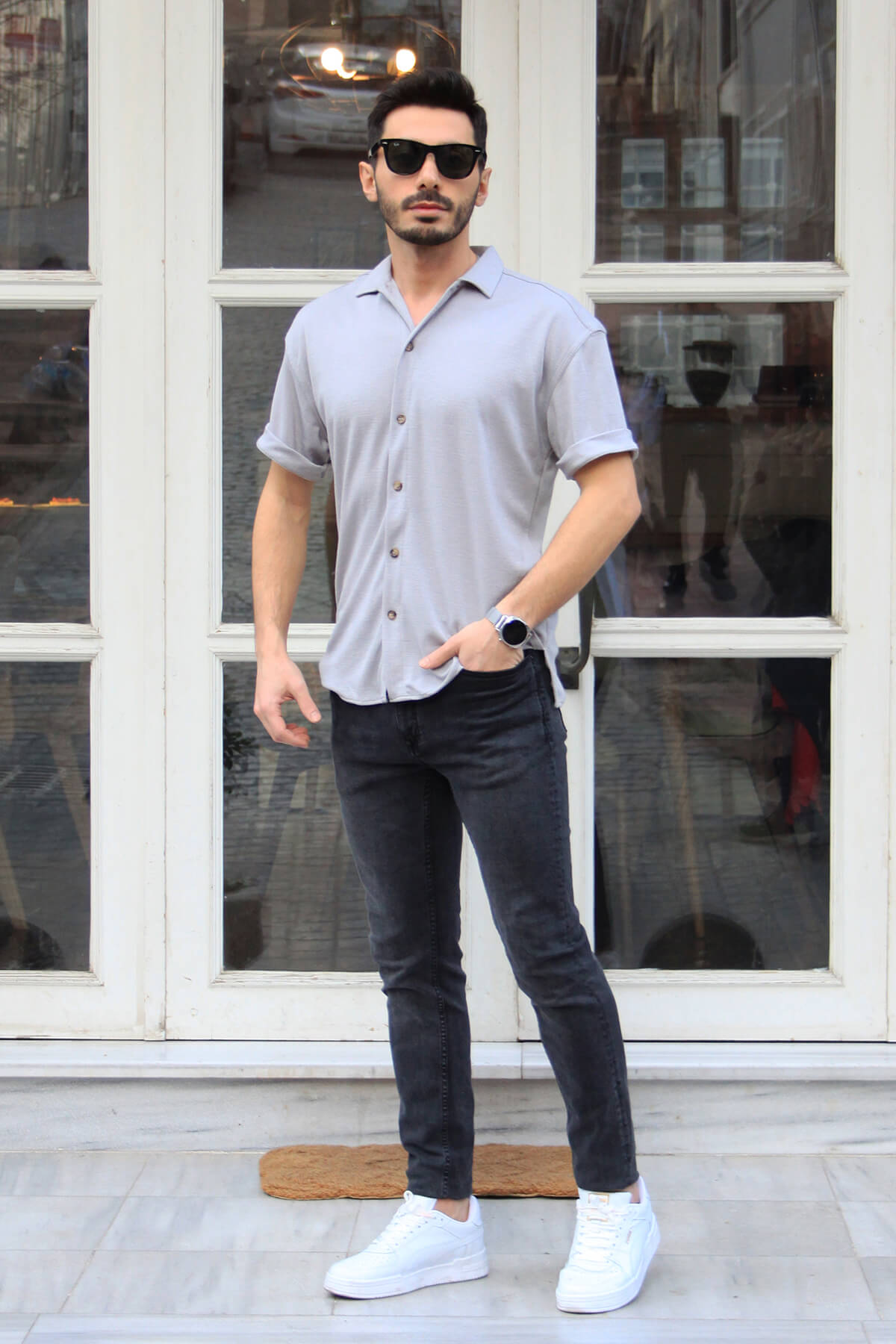 Kısa Kollu Oversize Gömlek