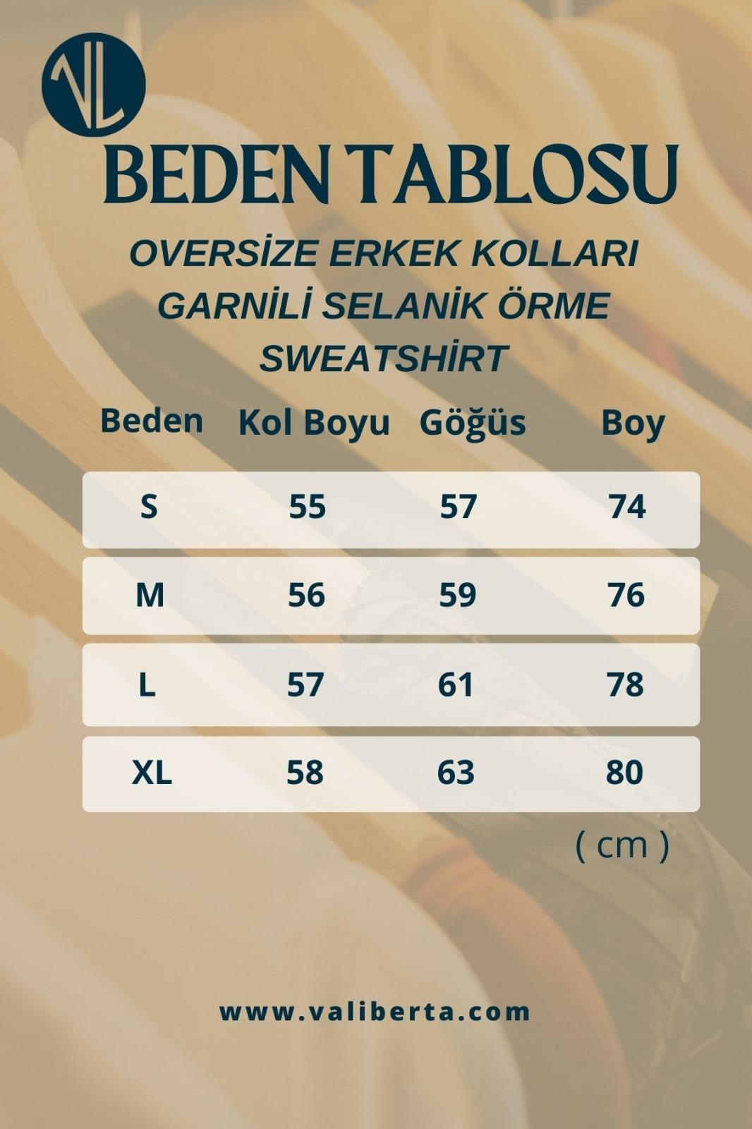 Oversize Erkek Kolları Garnili Selanik Örme Erkek Sweatshirt - Ekru