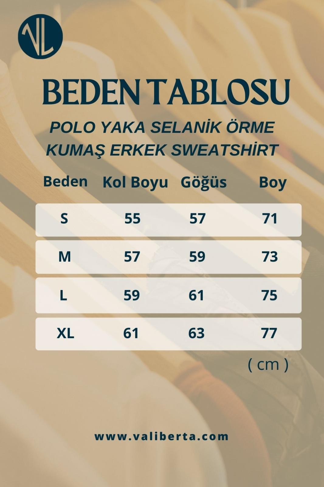 Polo Yaka Selanik Örme Kumaş Erkek Sweatshirt - Taş