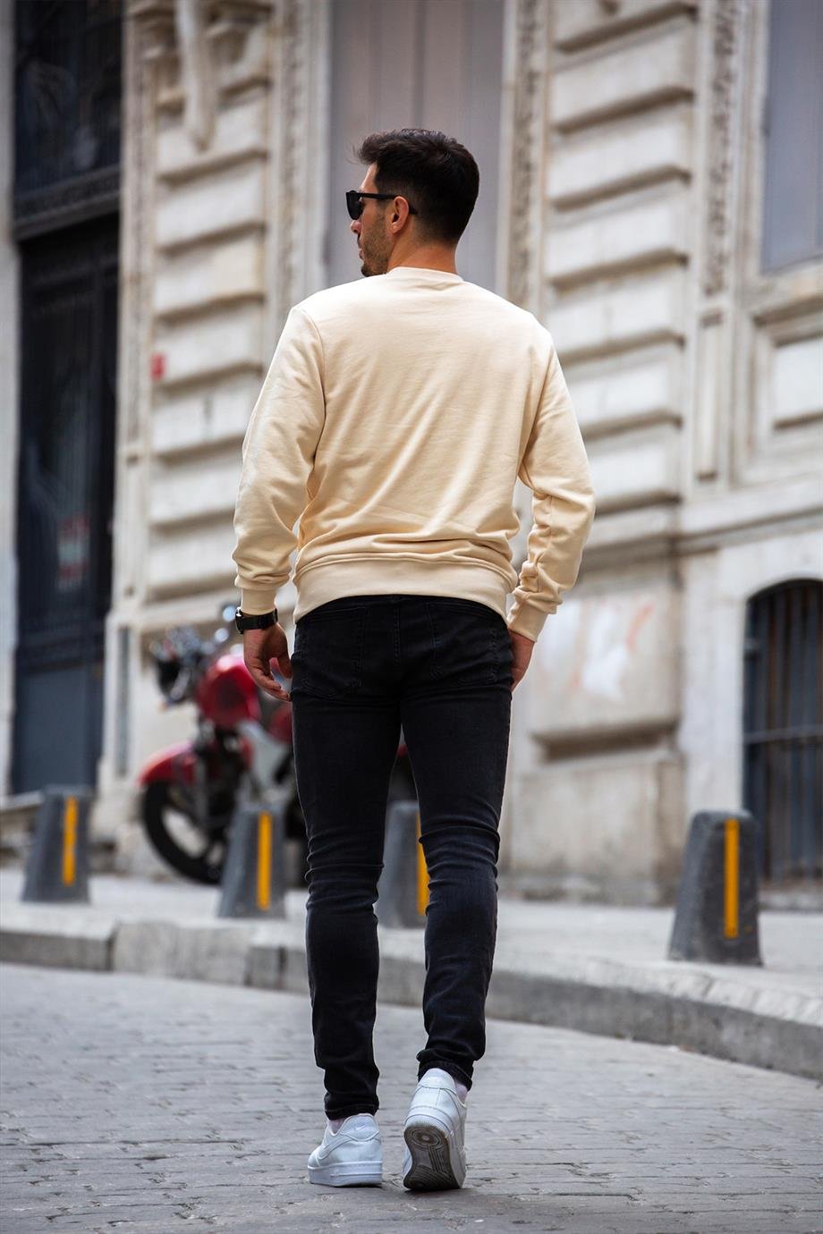 Ribanalı Fit Sweatshirt - Bej