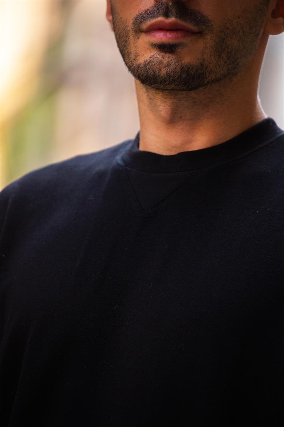 Ribanalı Fit Sweatshirt - Siyah