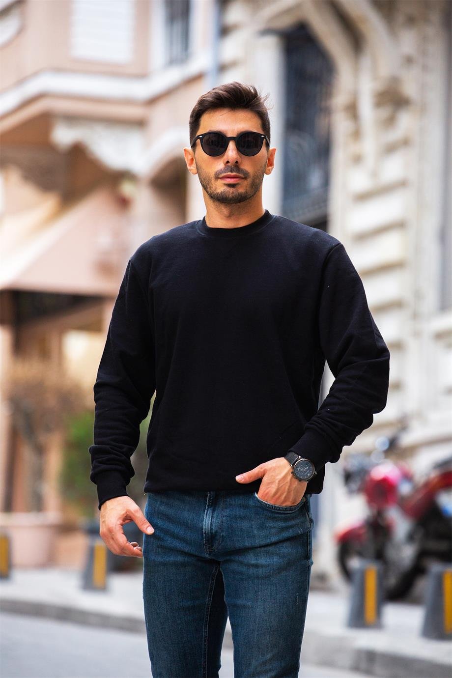 Ribanalı Fit Sweatshirt - Siyah