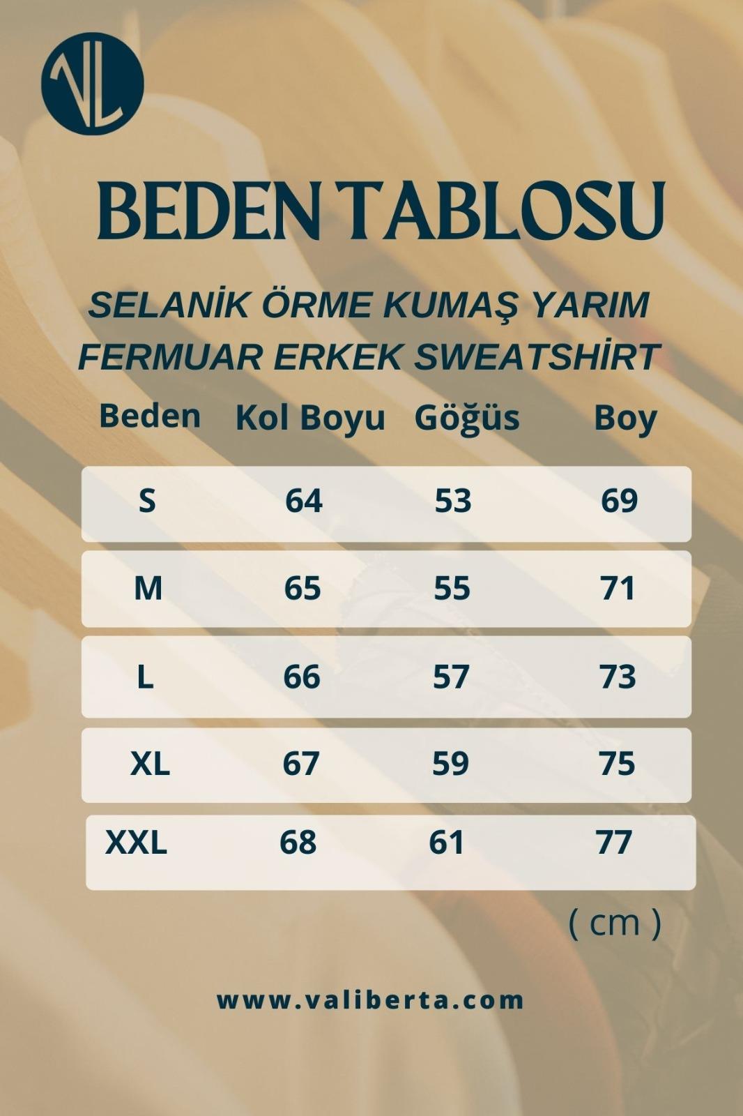 Selanik Örme Kumaş Yarım Fermuar Erkek Sweatshirt - Haki