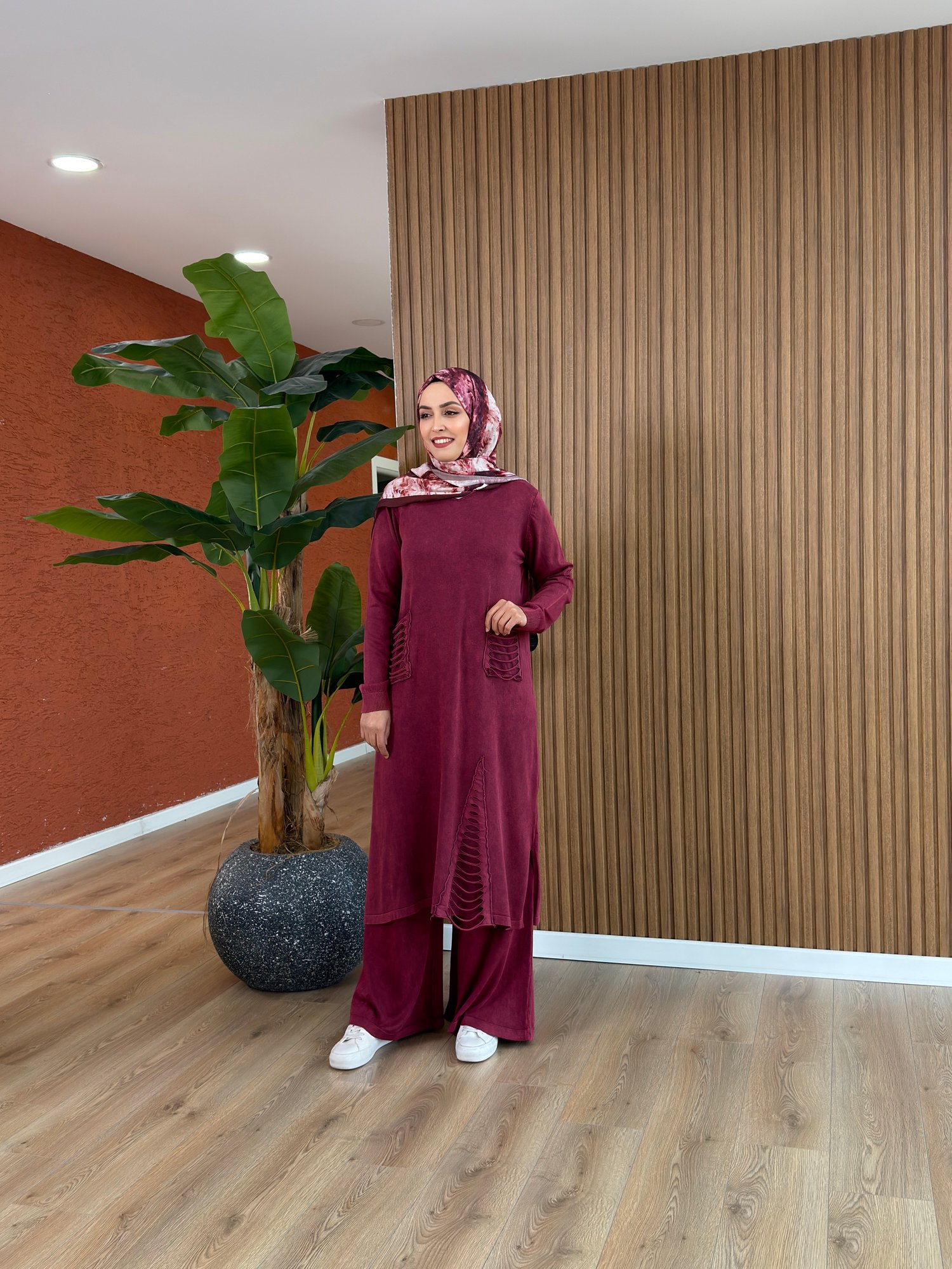 Aden % 100 Pamuk Tunik-Bordo