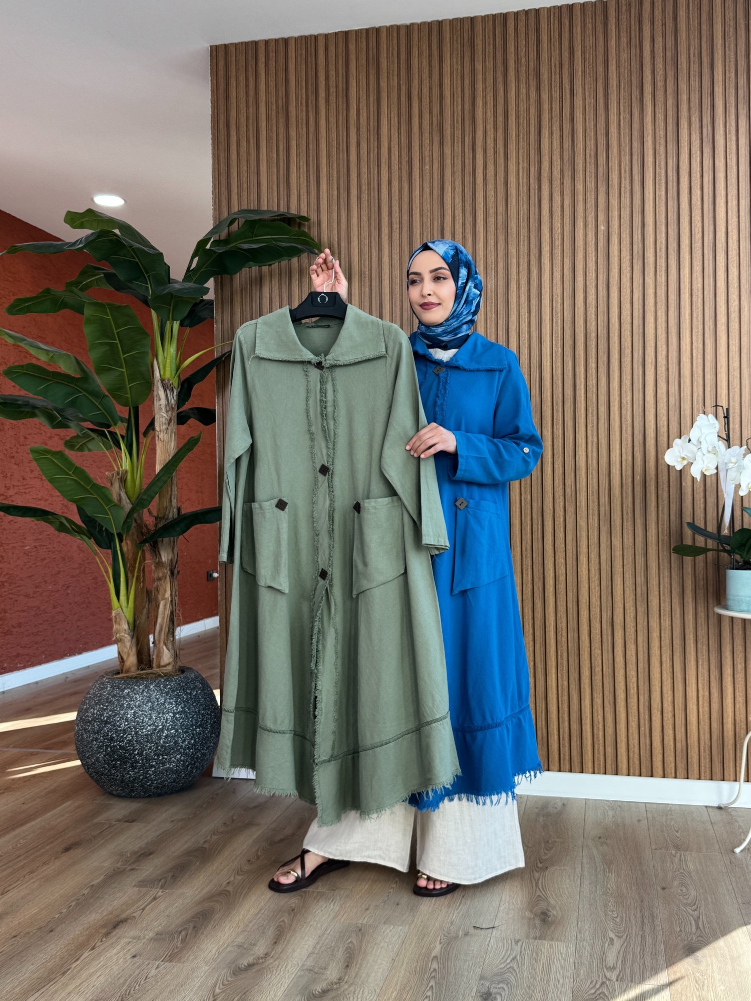 Alara Kadın Pamuk Kap-Haki