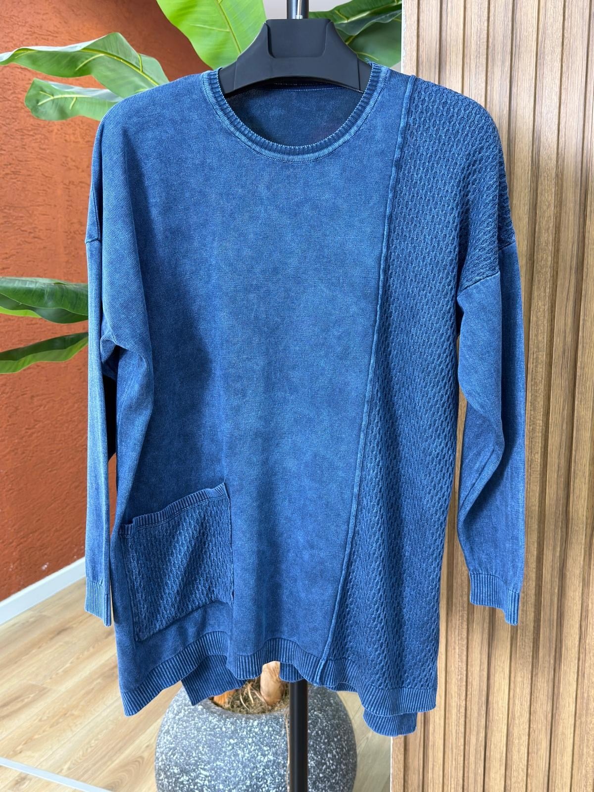 Alin Pamuk Tunik-Mavi