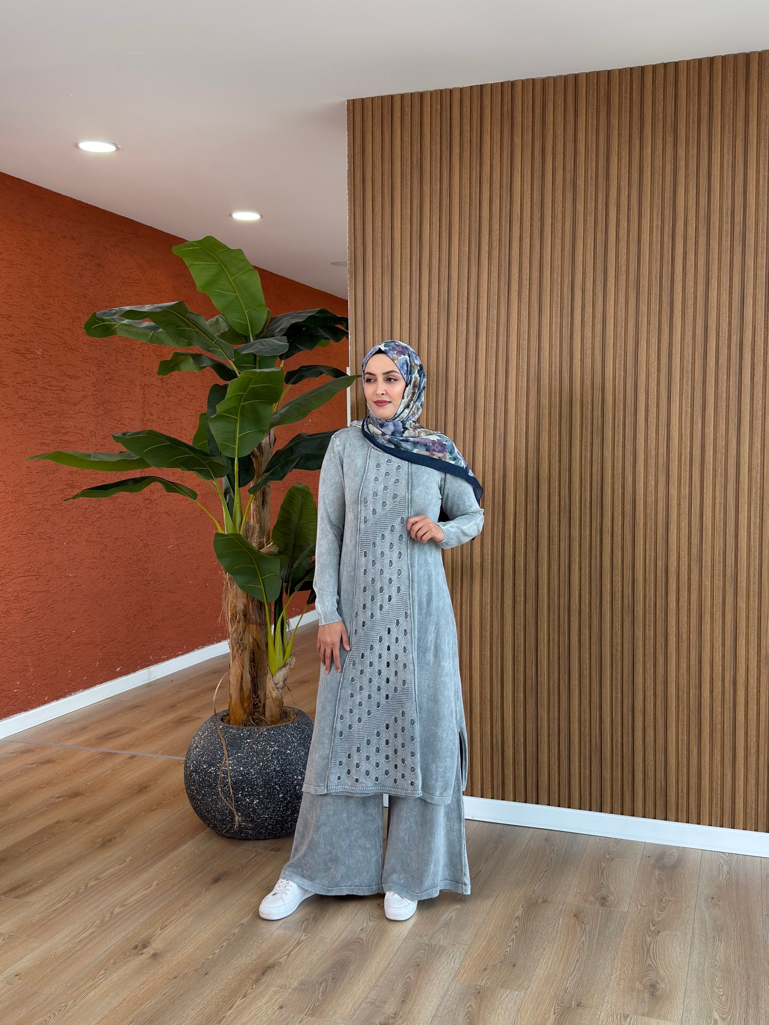 Asel % 100 Pamuk Tunik-Gri