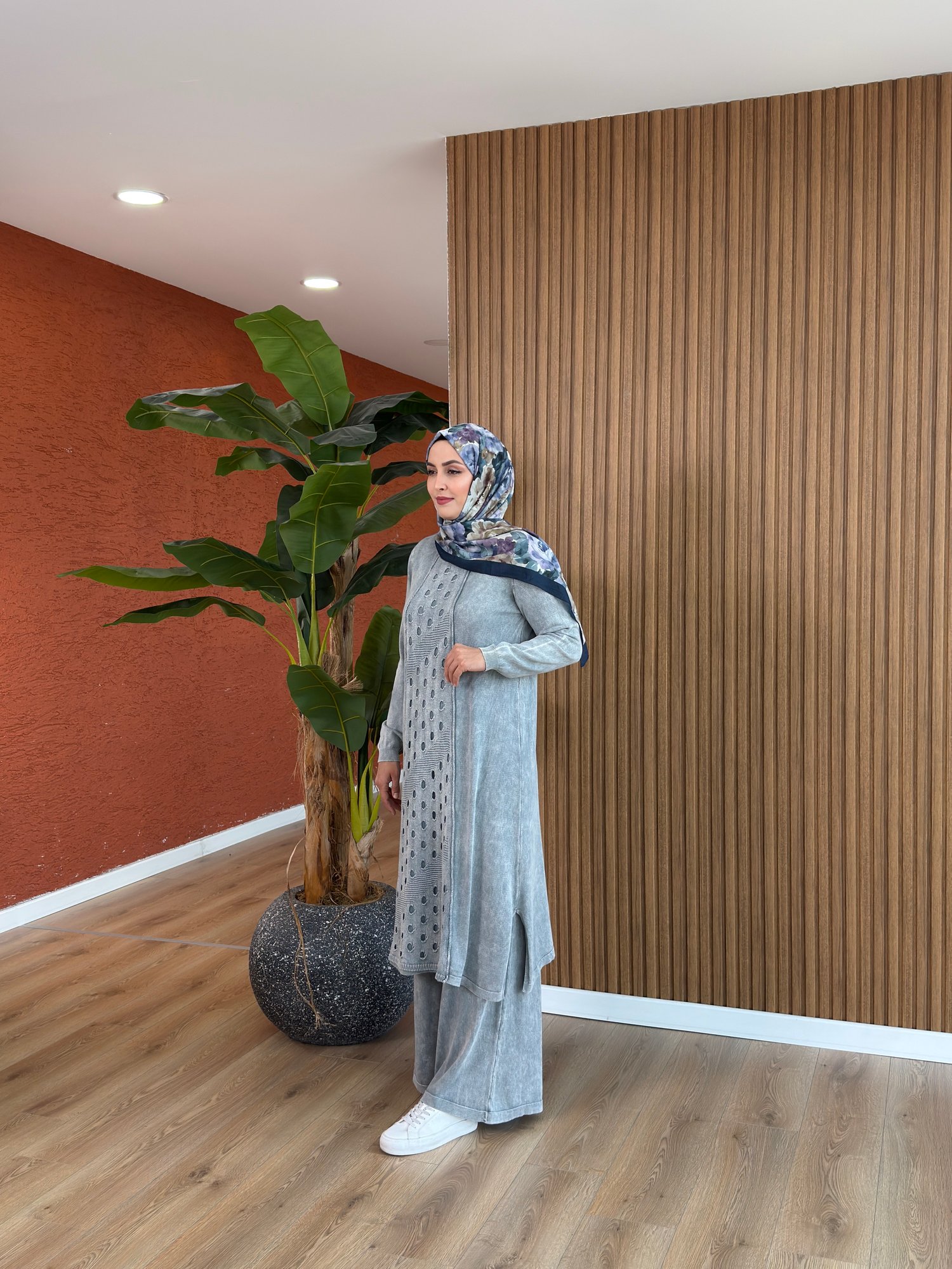 Asel % 100 Pamuk Tunik-Gri