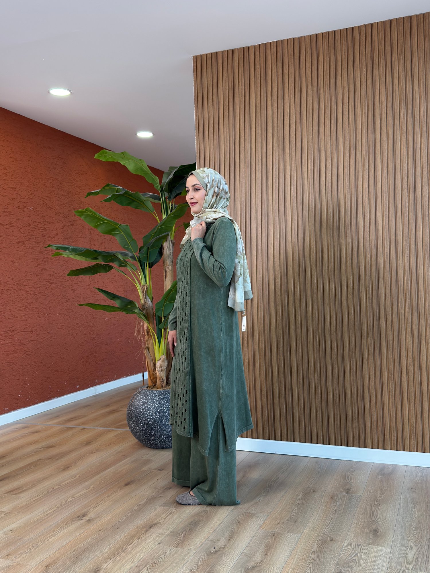 Asel % 100 Pamuk Tunik-Haki