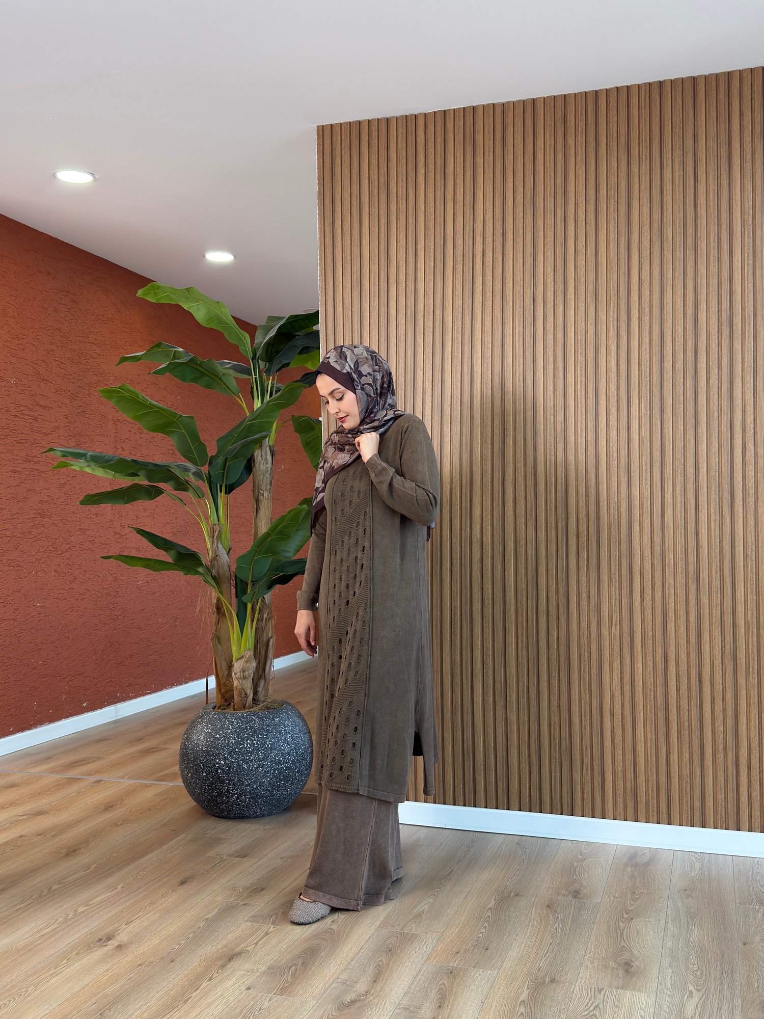 Asel % 100 Pamuk Tunik-Kahverengi