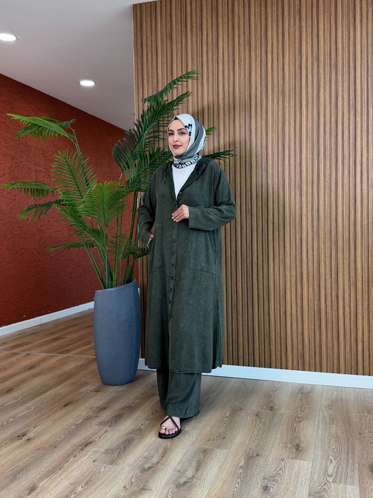 Berna Tencel Pamuk Takım-Haki