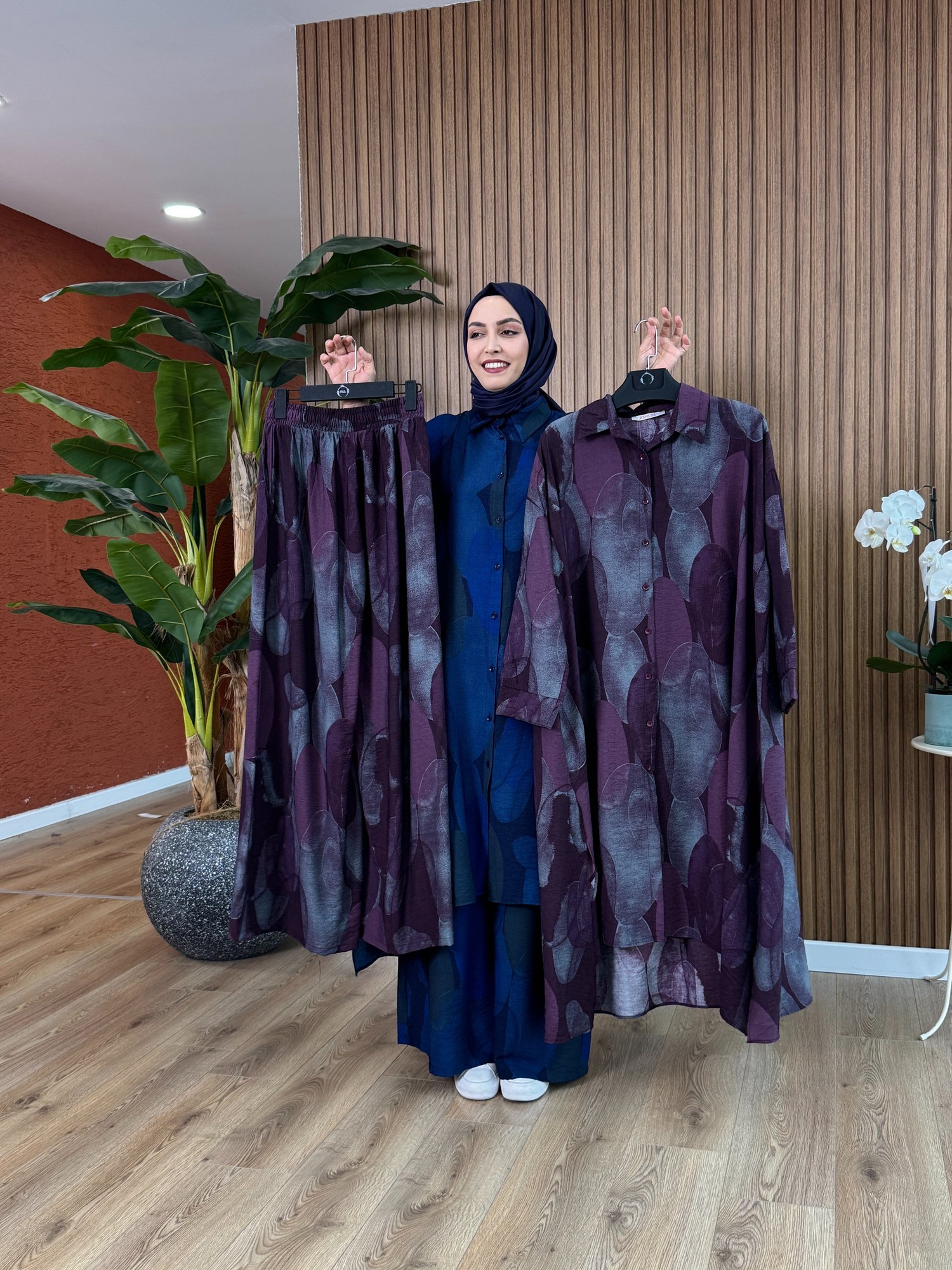 Çağla Asimetrik Kesim Takım - Mürdüm