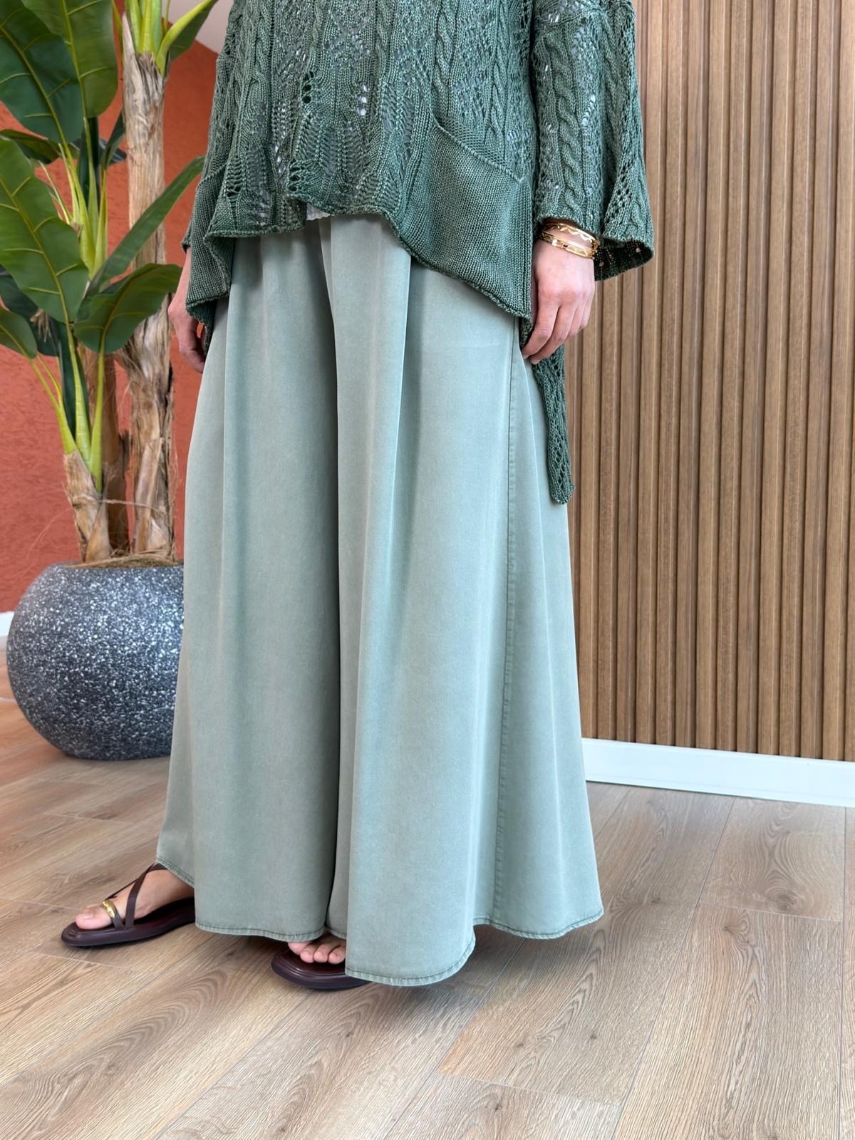 Dilek Tencel Etek Pantolon- Haki