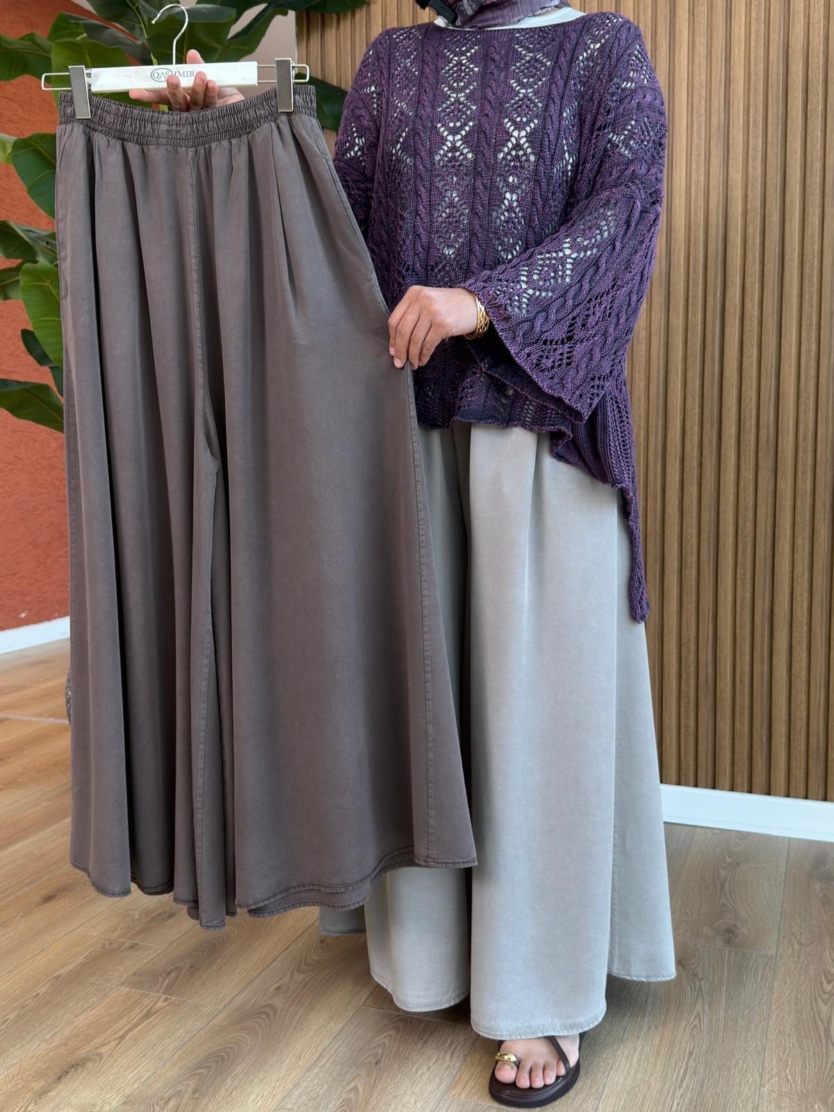 Dilek Tencel Etek Pantolon- Kahverengi