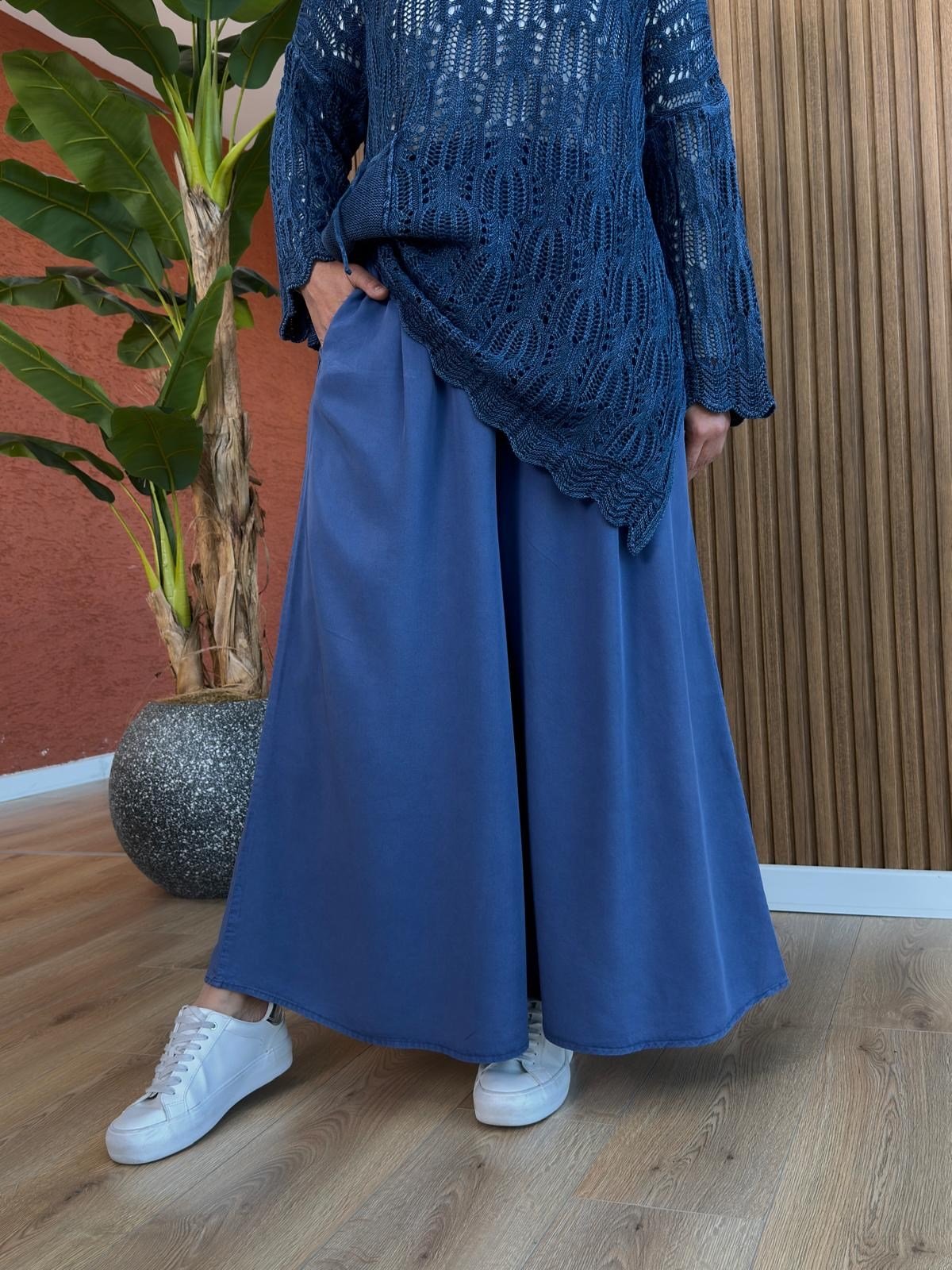 Dilek Tencel Etek Pantolon-Mavi