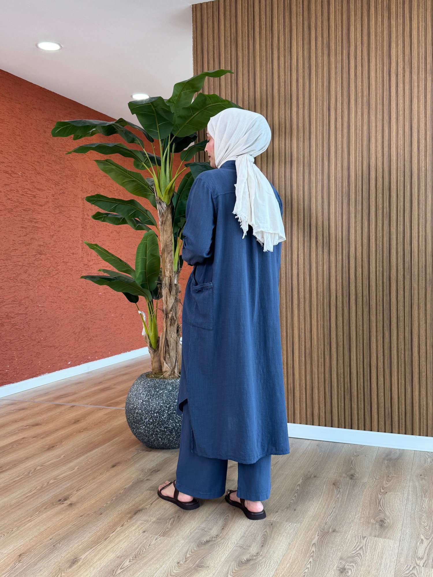 Eflin İthal Keten Takım - Mavi
