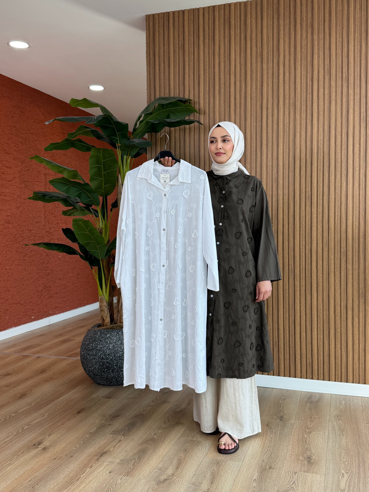 Gül Pamuk Tunik - Beyaz