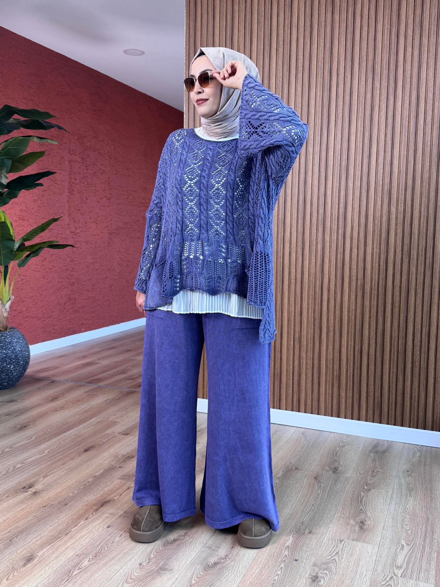 Kadın % 100 Pamuk Acurlu Bluz-Mor
