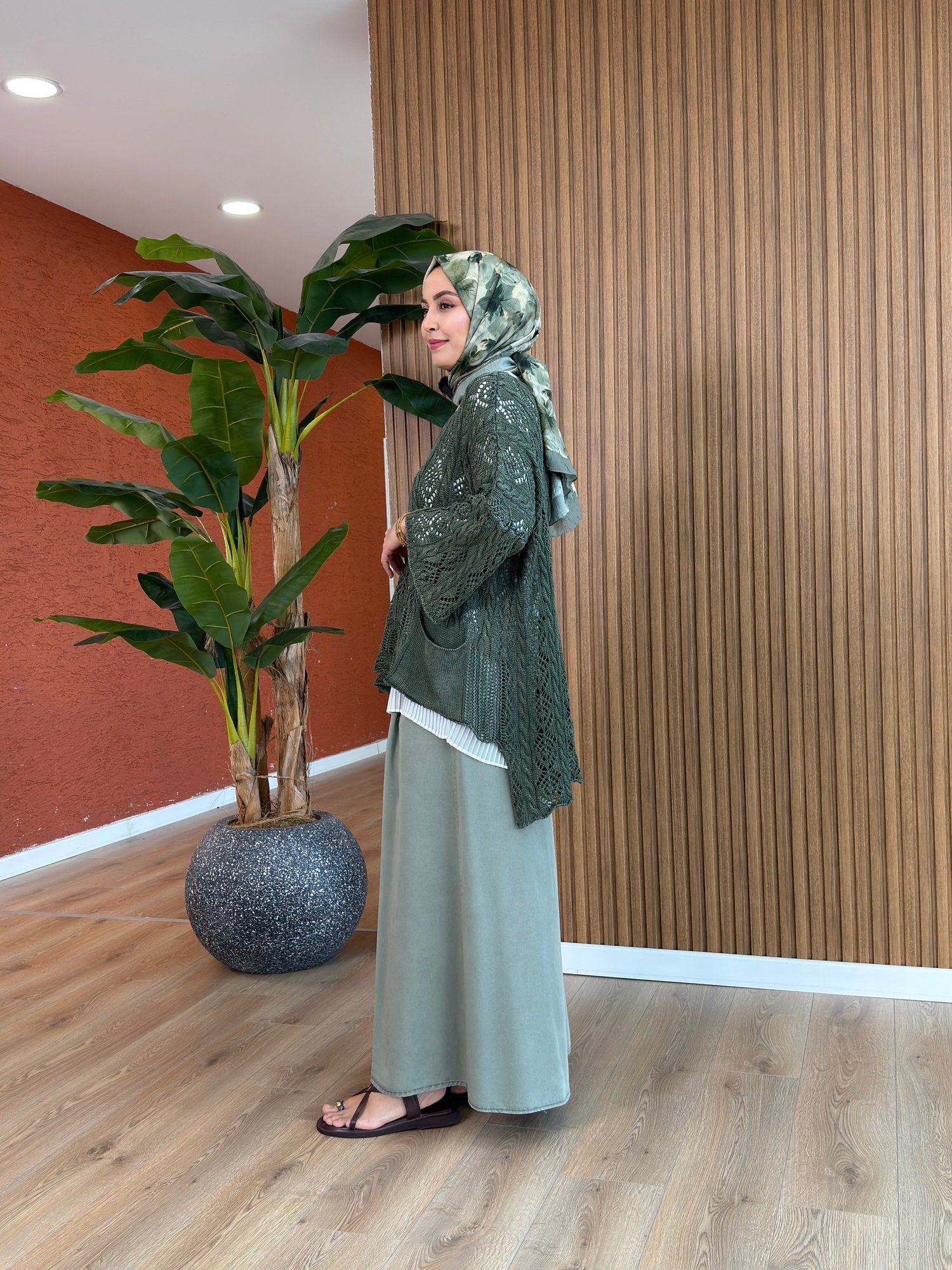 Kadın % 100 Pamuk Acurlu Bluz-Yeşil