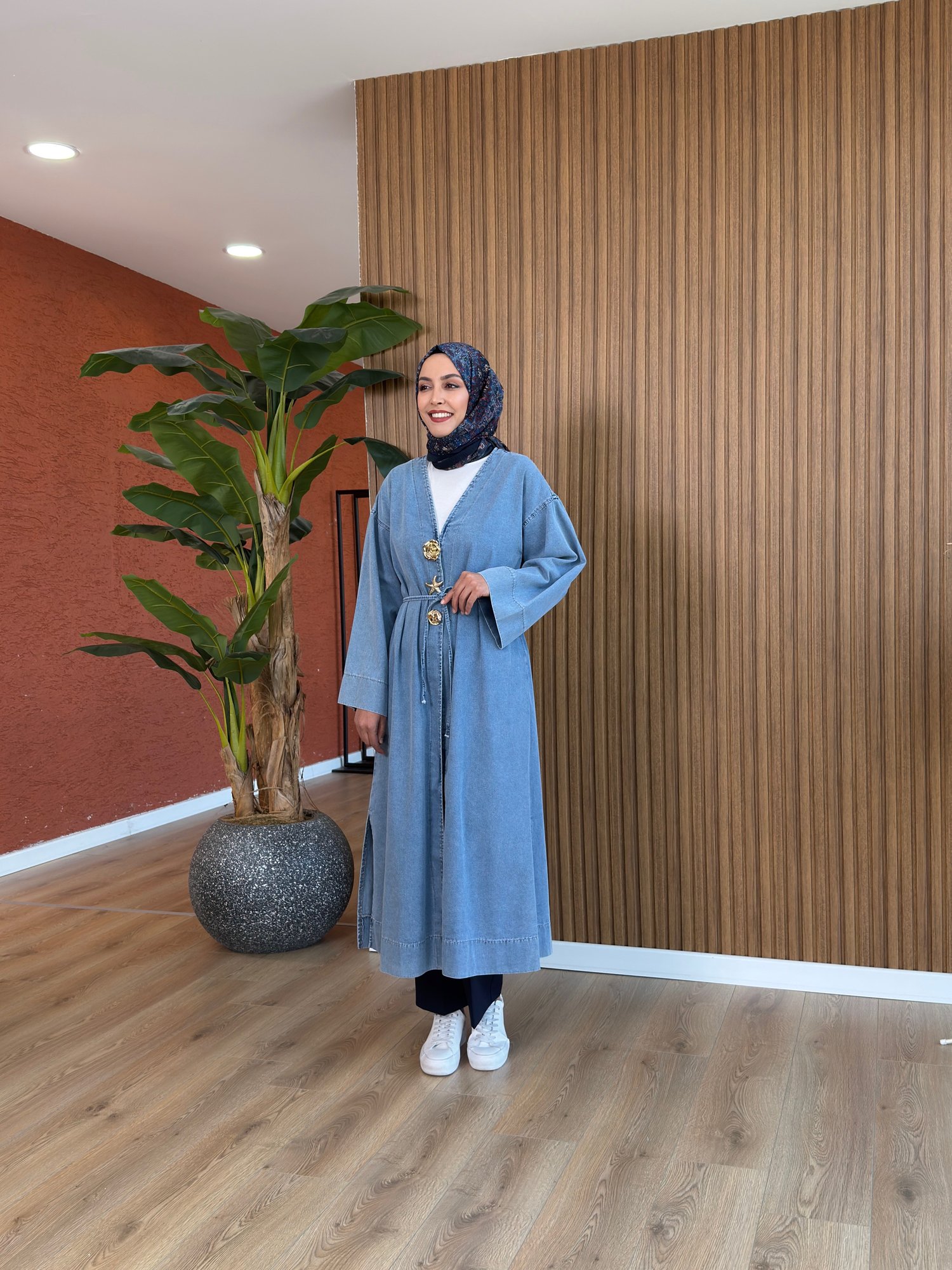 Lale Tencel Kot Kap-Açık Mavi