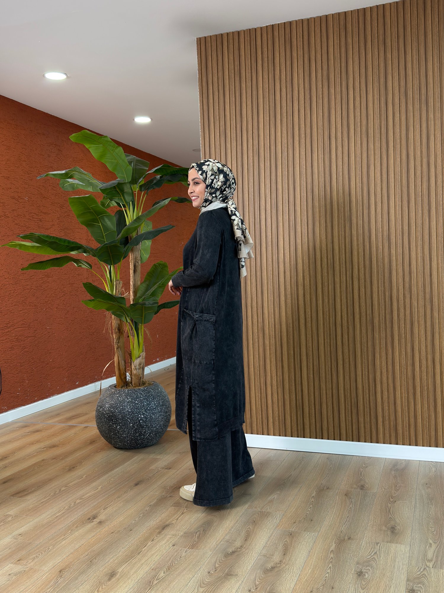 Loren % 100 Pamuk Tencel Detay Tunik-Siyah