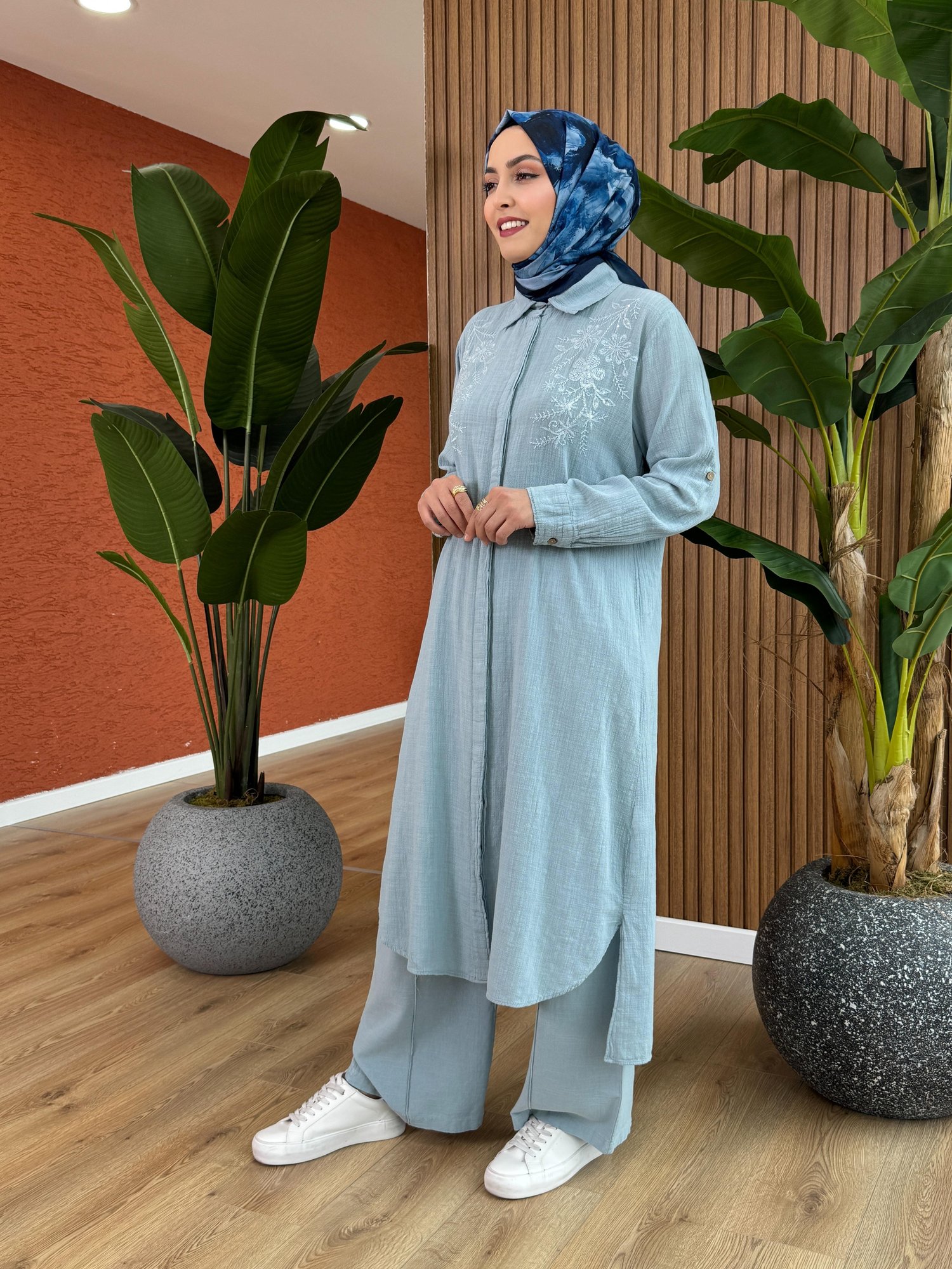 Mevsim Keten Takım - Mavi