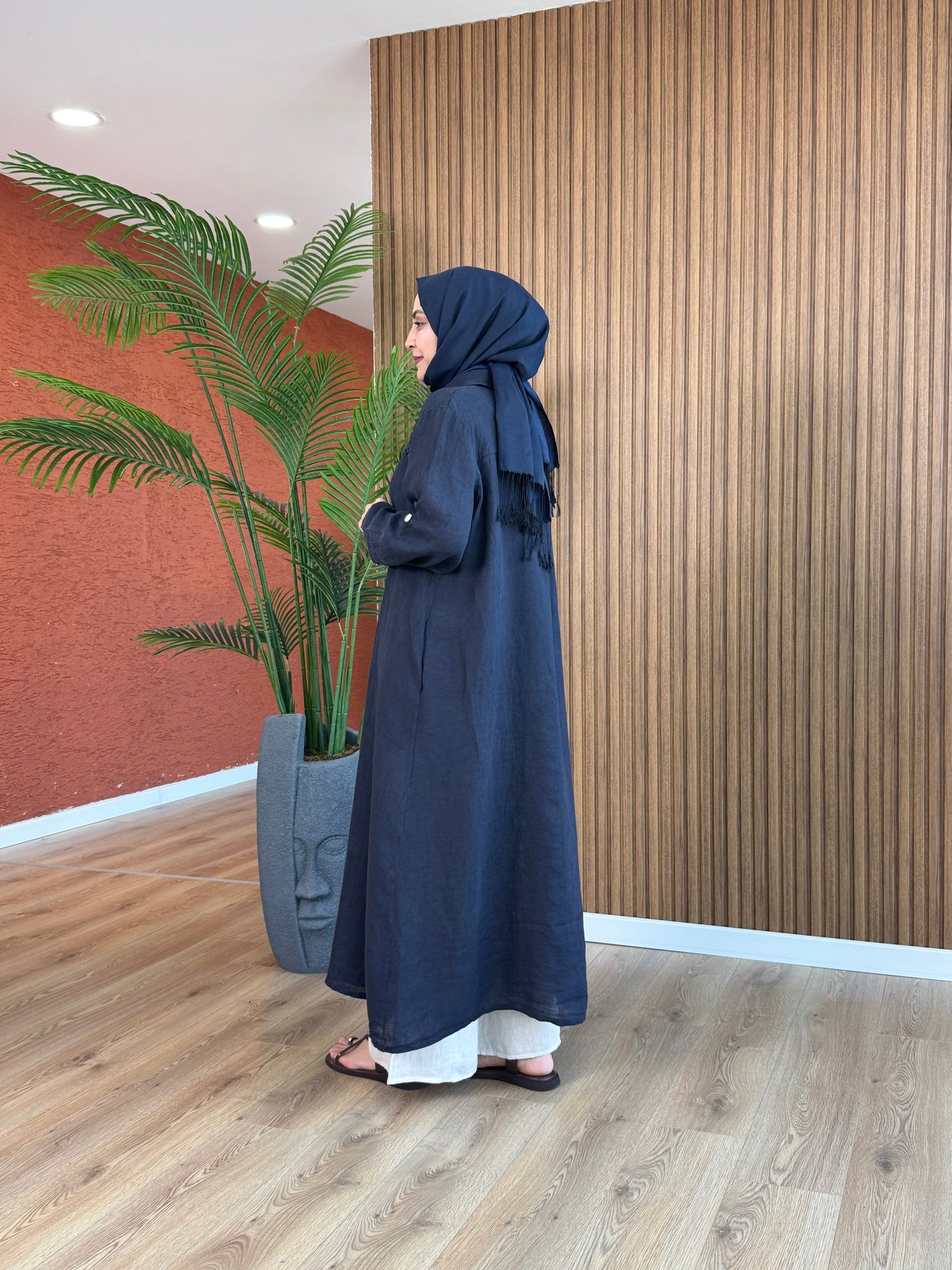 Nare Ham Keten Tunik-Lacivert