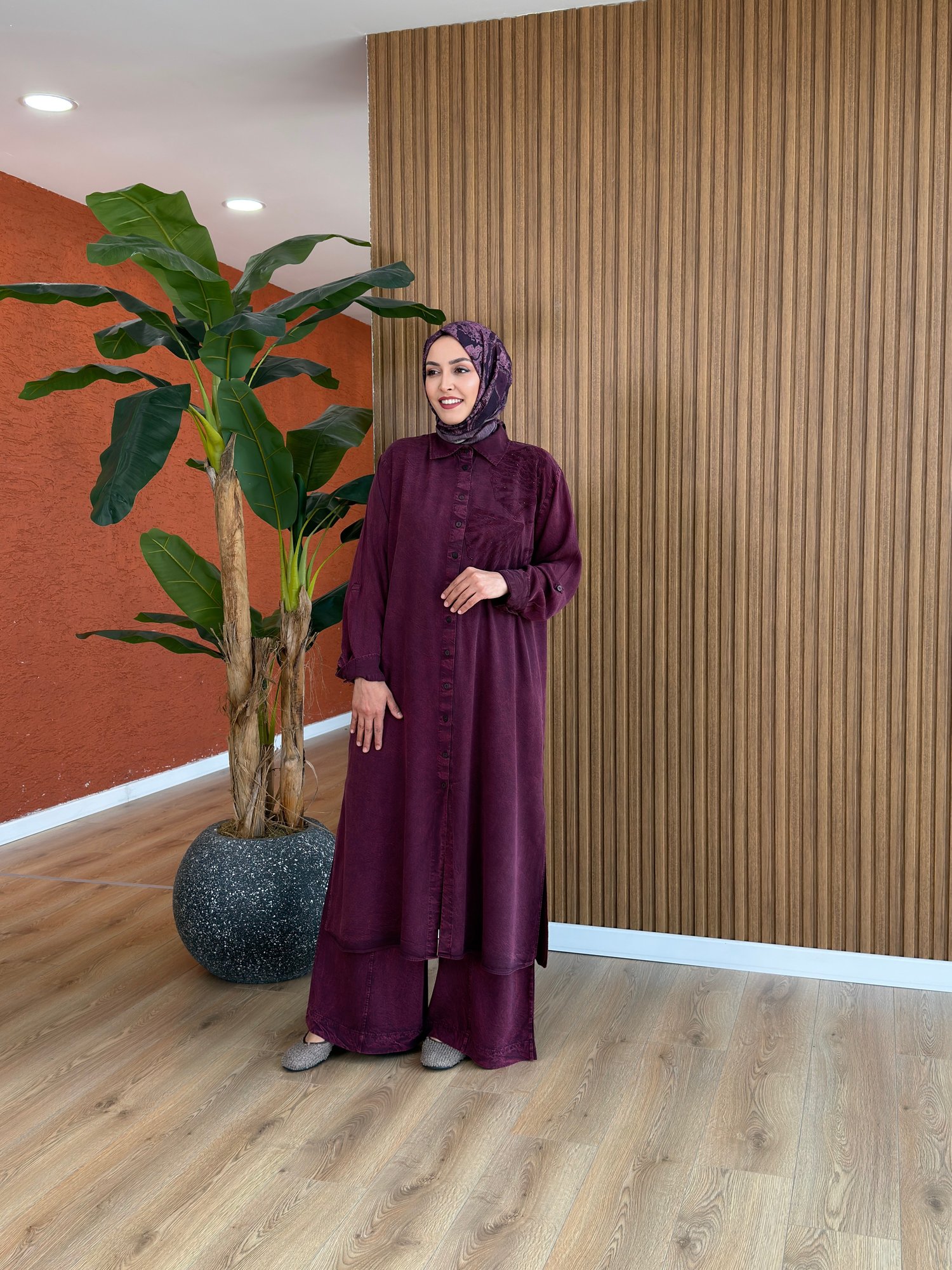 Nevra Tencel Takım -Mürdüm