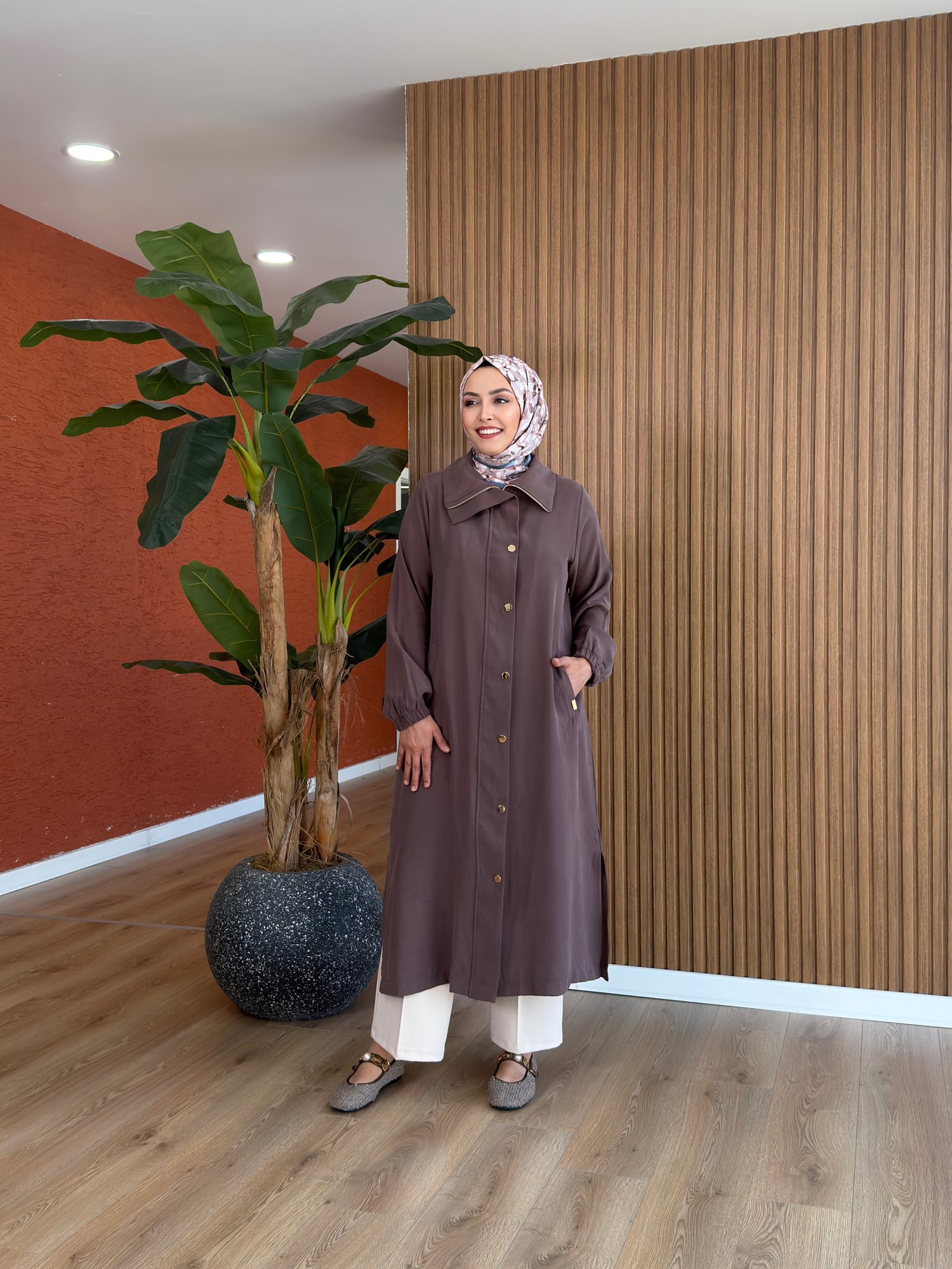 Sarmaşık Tencel Kap-Kahverengi