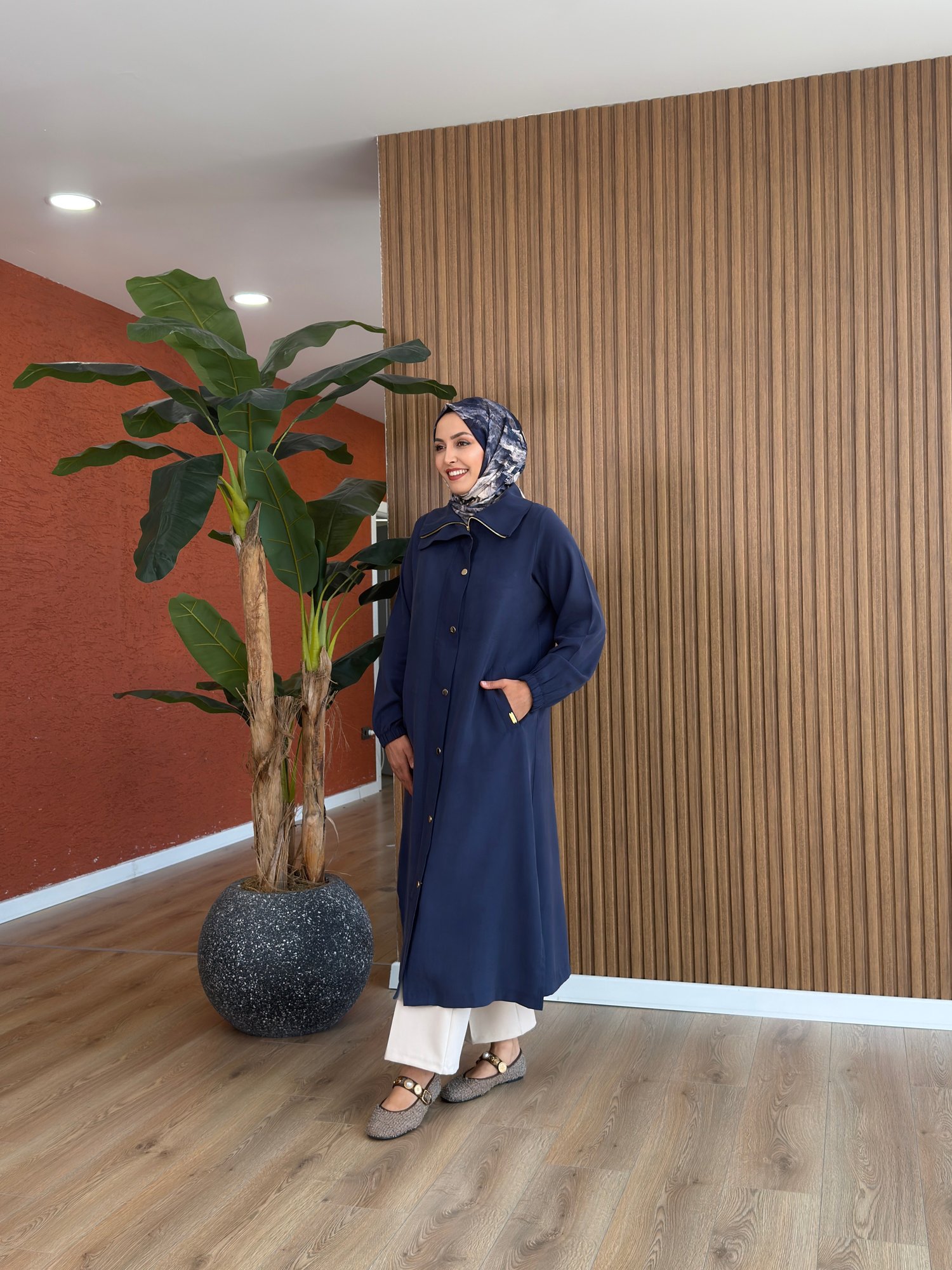 Sarmaşık Tencel Kap-Mavi