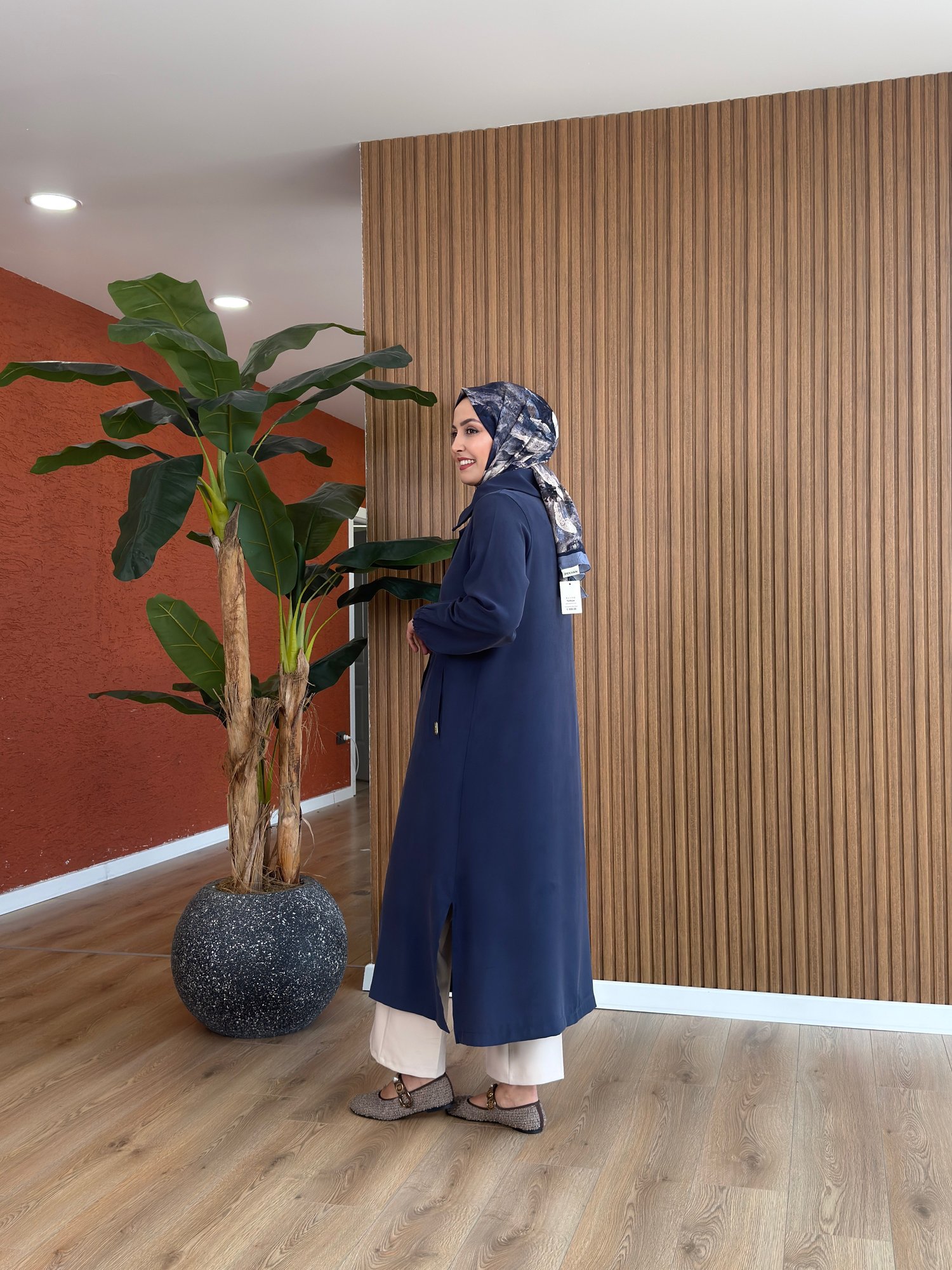 Sarmaşık Tencel Kap-Mavi