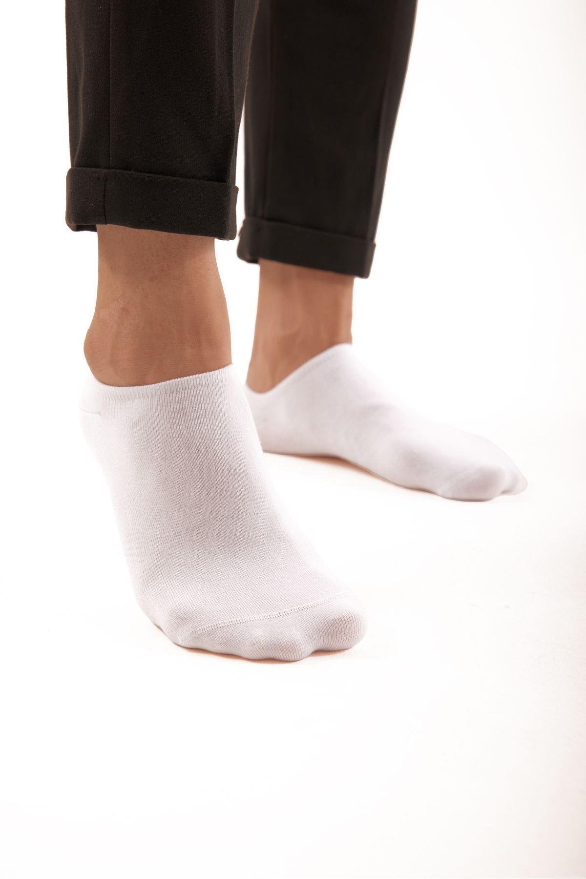 Bambu Erkek Sneaker 3 Siyah- 3 Beyaz Çorap Dikişsiz Bilekte Görünmez Spor Çorap Premium 6'lı Paket