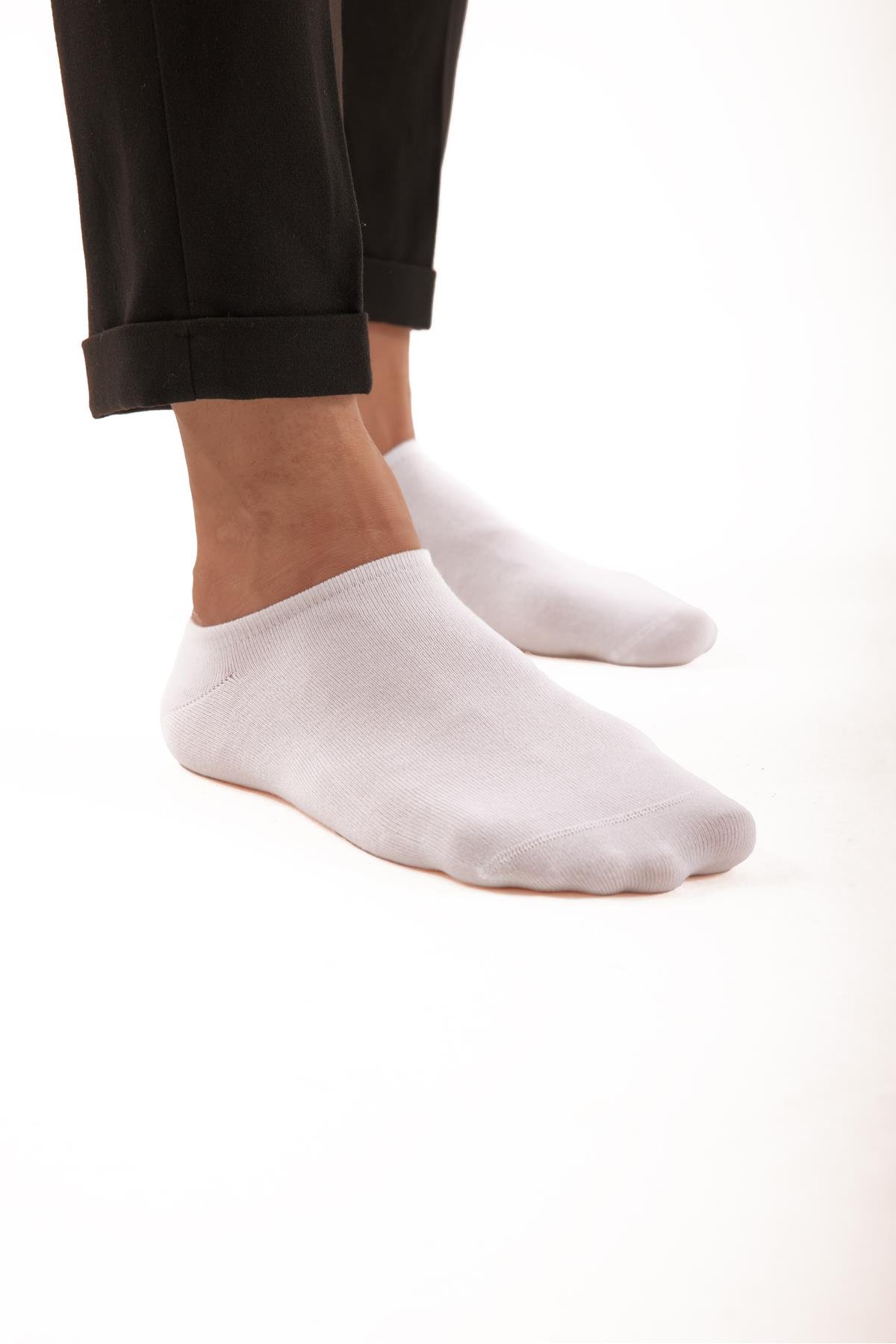 Bambu Erkek Sneaker Beyaz Çorap Dikişsiz Görünmez Bilekte Görünmez Spor Çorap Premium 6'lı Paket