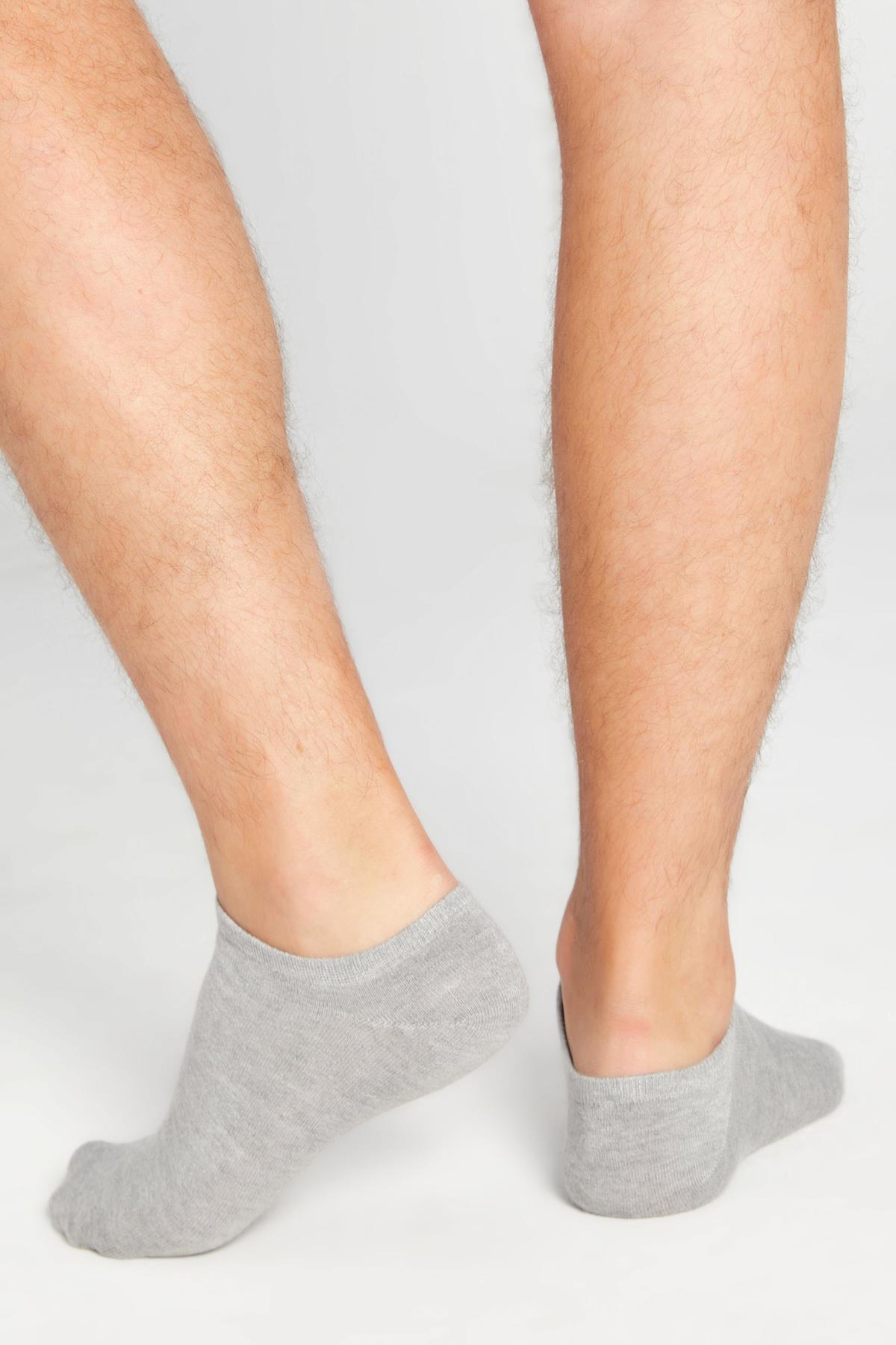 Bambu Erkek Sneaker Gri Beyaz Çorap Dikişsiz Görünmez Bilekte Görünmez Spor Çorap 6'lı Paket